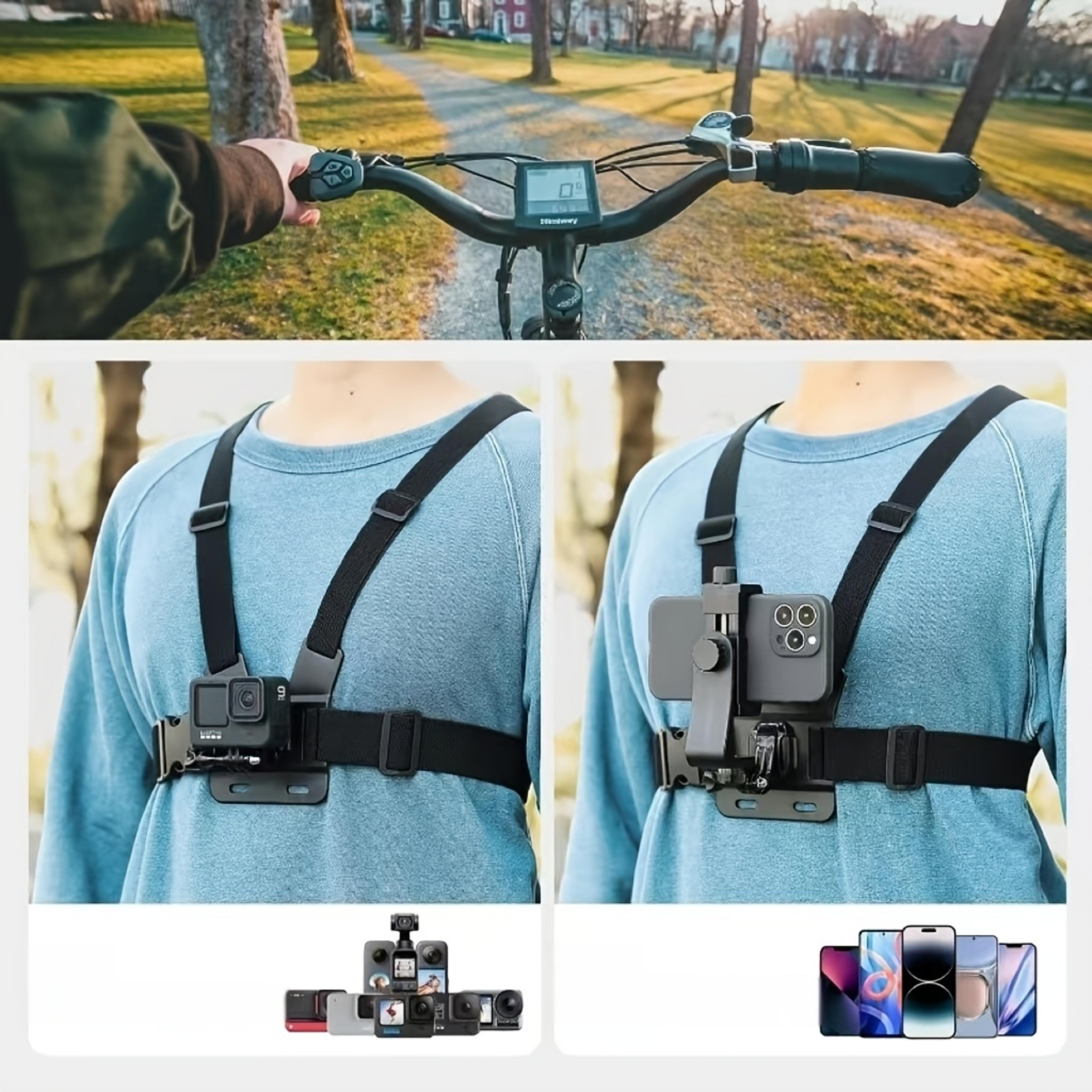 adjustable head and chest mount phone holder for gopro dji action cameras