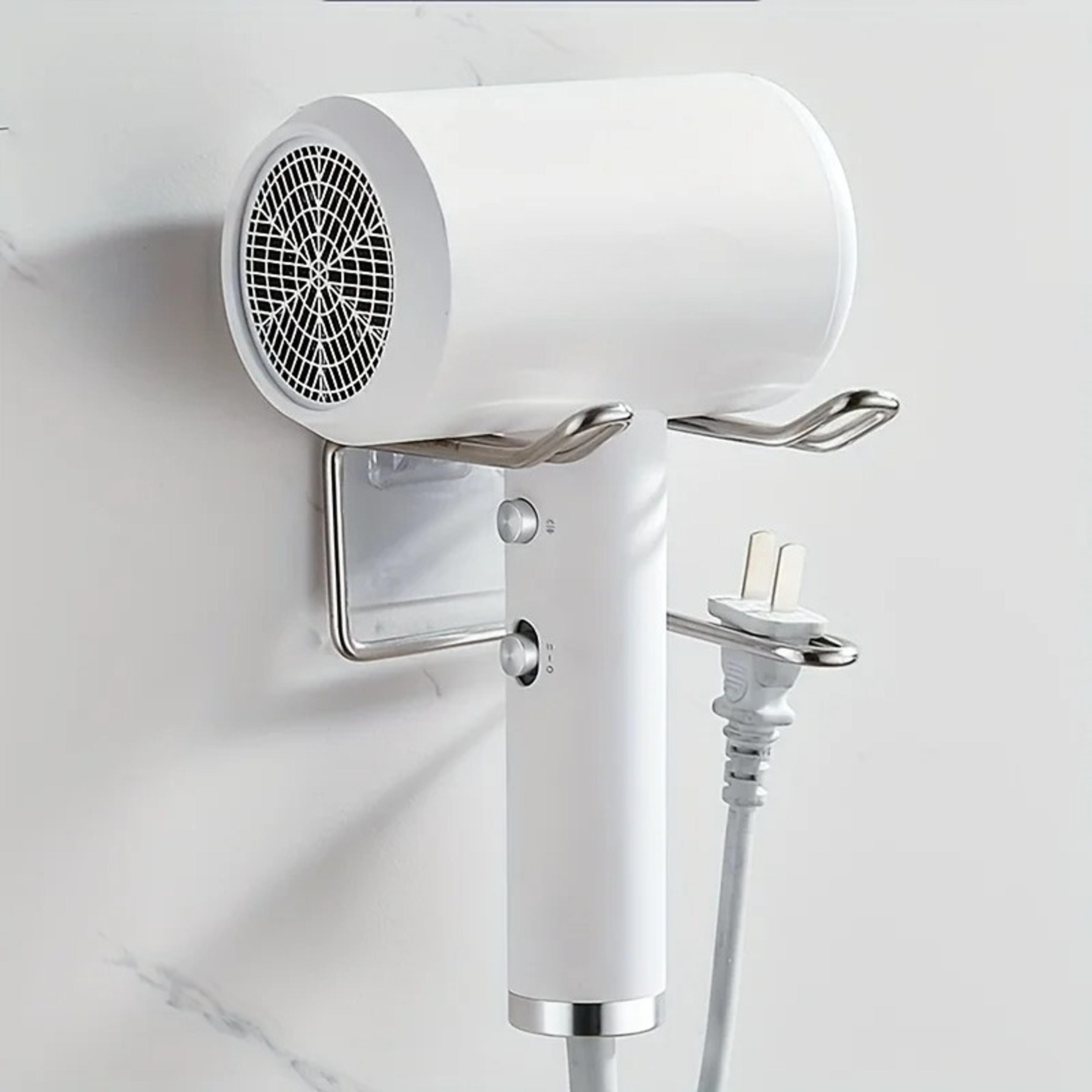 no drill hair dryer holder stainless steel wall mount bathroom organizer
