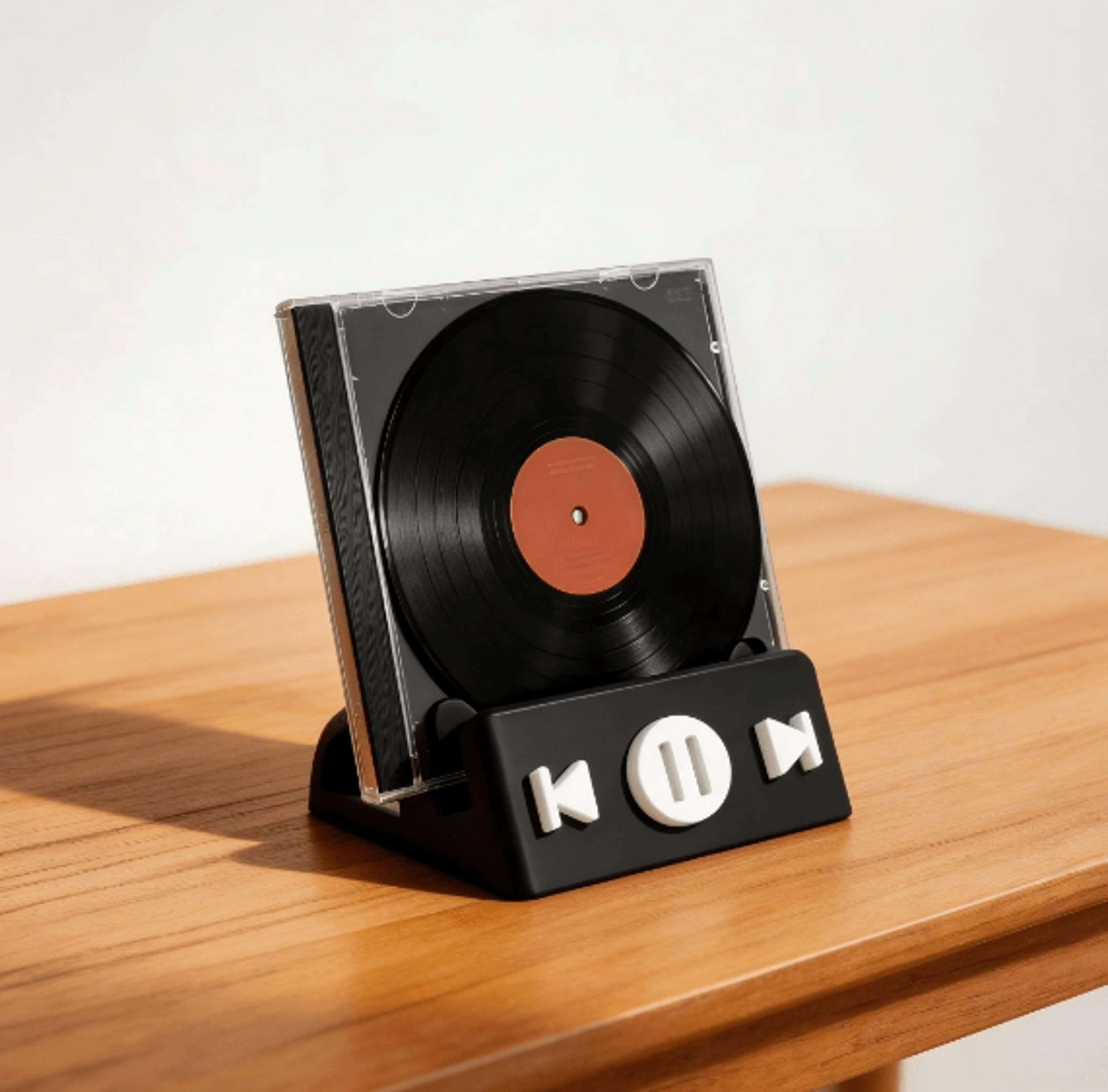 printed record storage rack vinyl display stand for desktop music decor