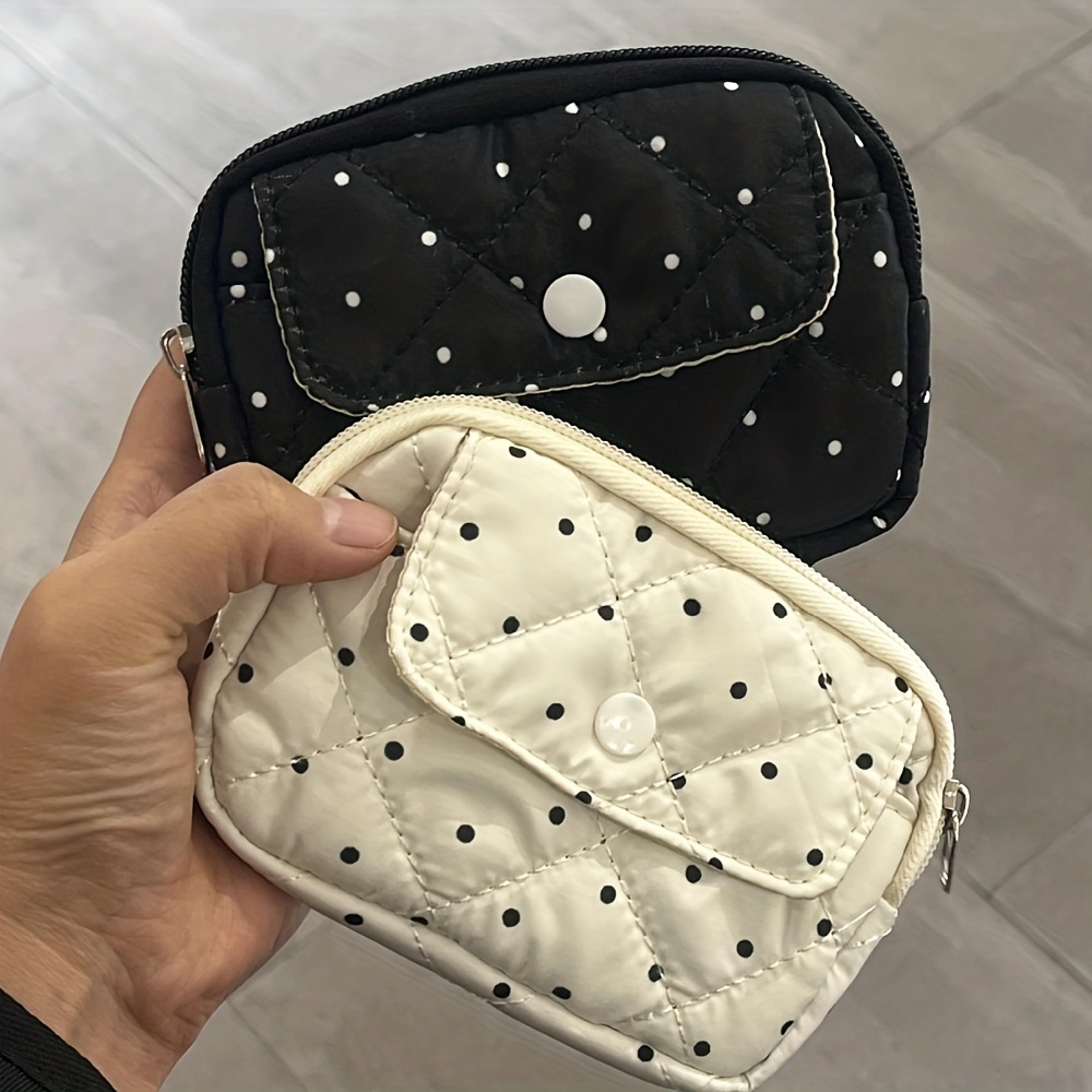 polka dot mini storage pouch cute coin purse key holder and card organizer