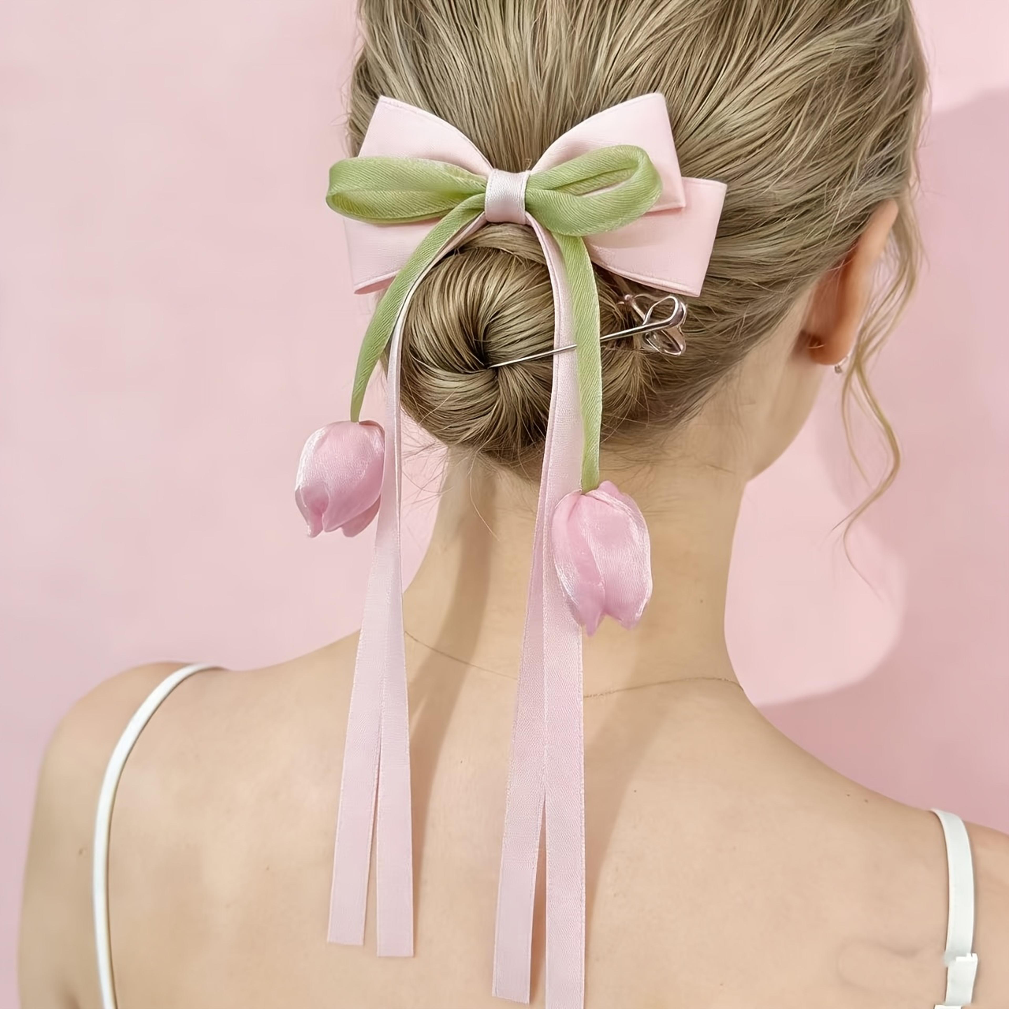 korean bow streamer hair clip elegant women hair accessory for weddings parties and gifts