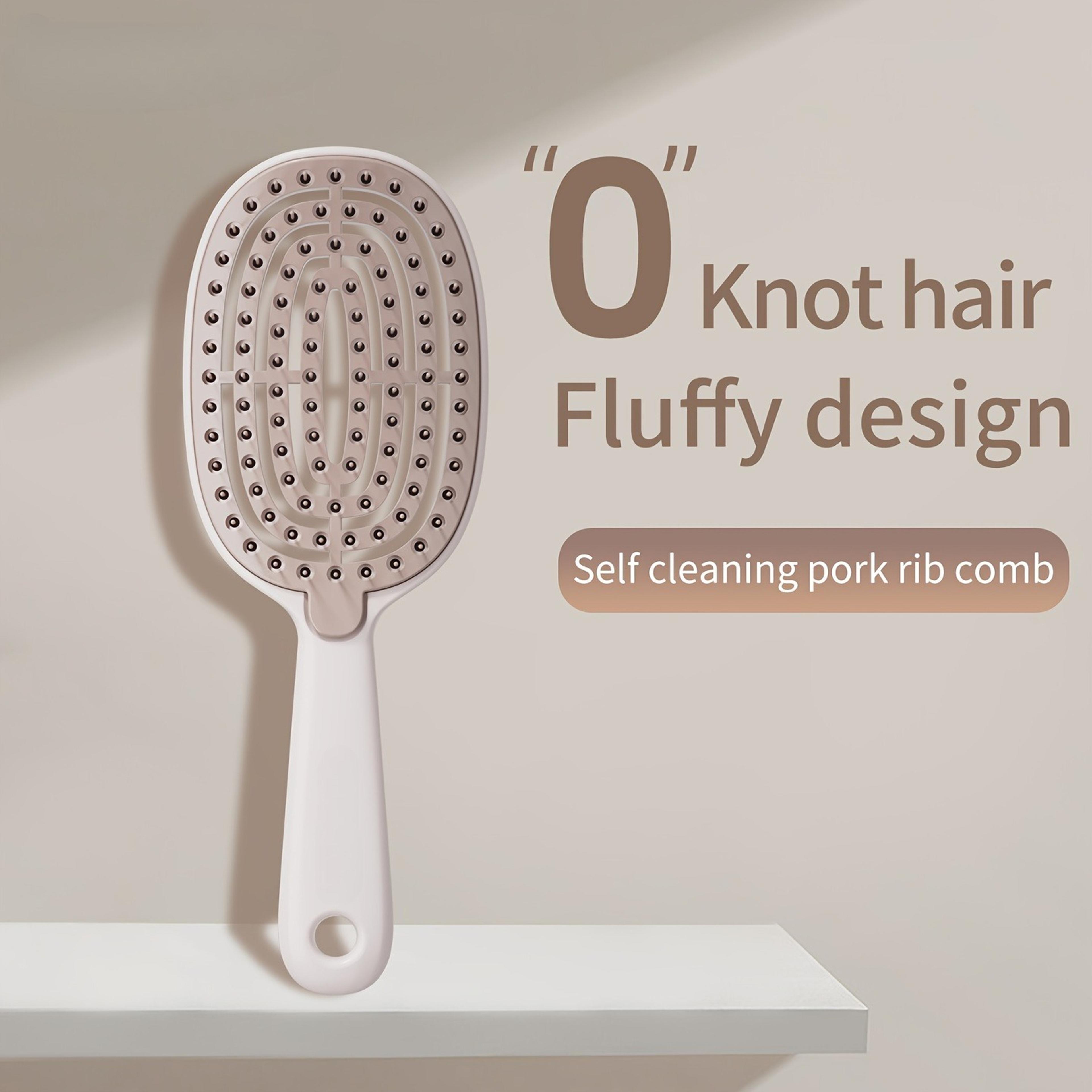 self cleaning detangling hairbrush with retractable nylon bristles for easy hair care