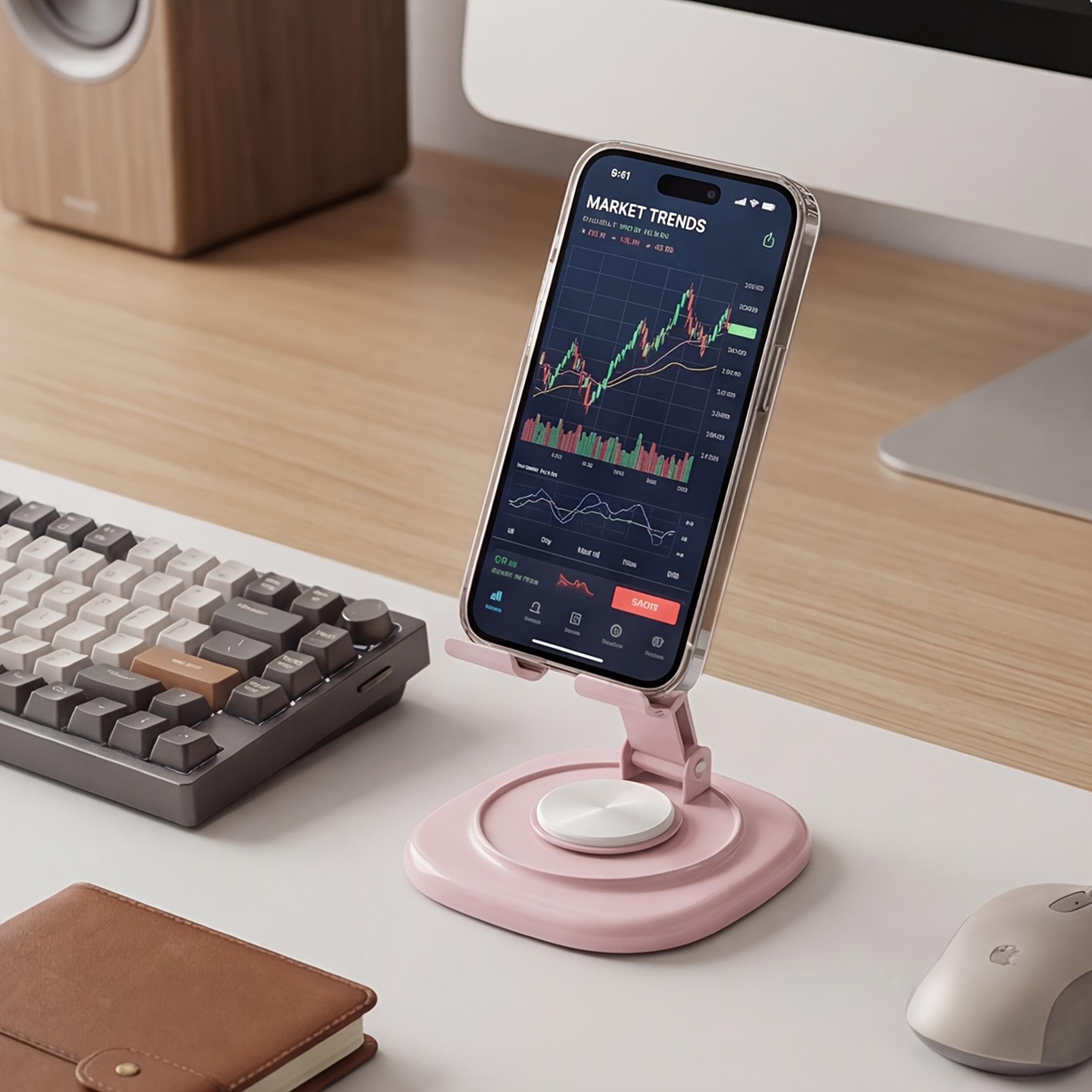 rotating folding phone stand adjustable portable desk holder for office and home