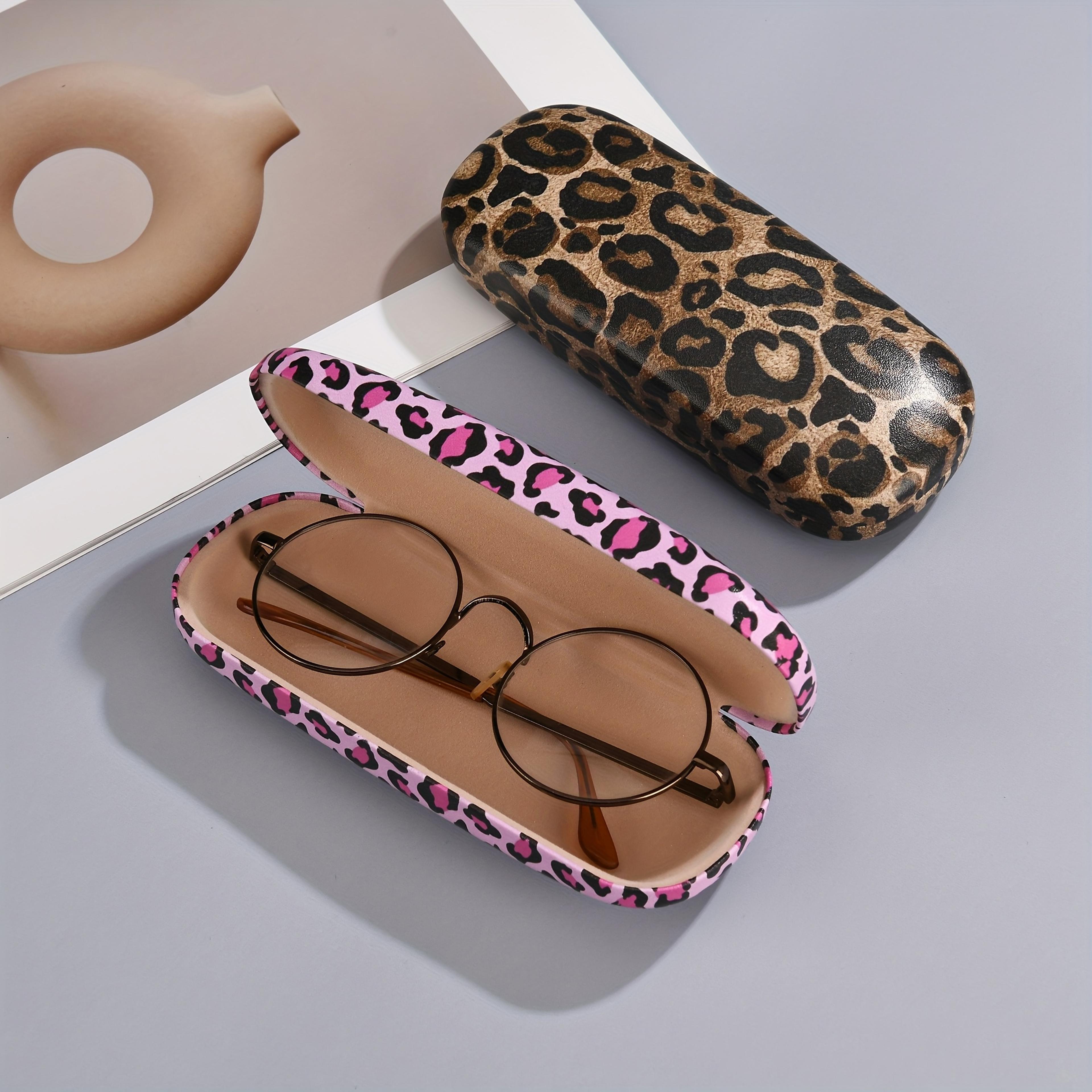 leopard print glasses storage box pressure resistant eyewear case for men and women