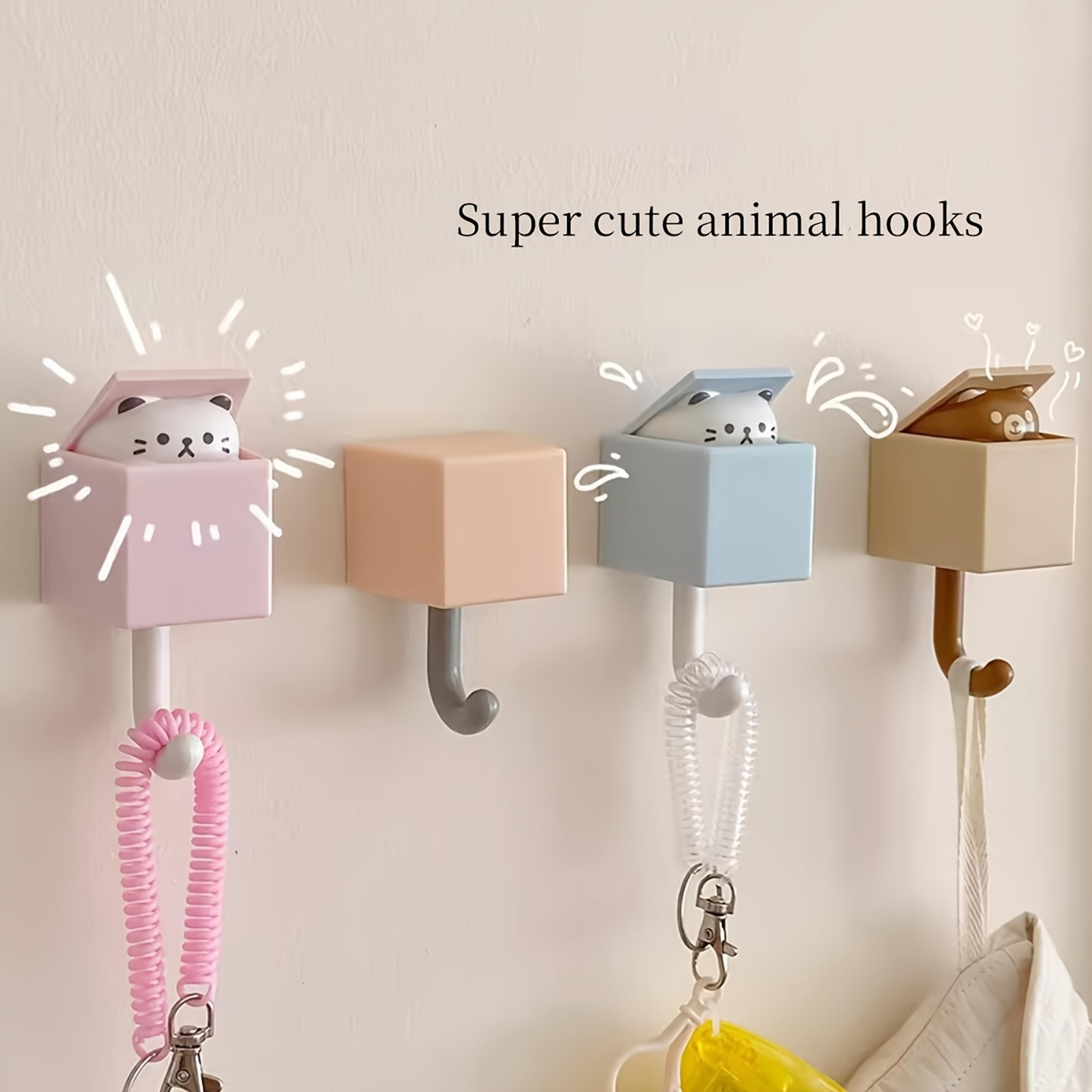 cute cat wall hook self adhesive organizer for towels keys hats and coats