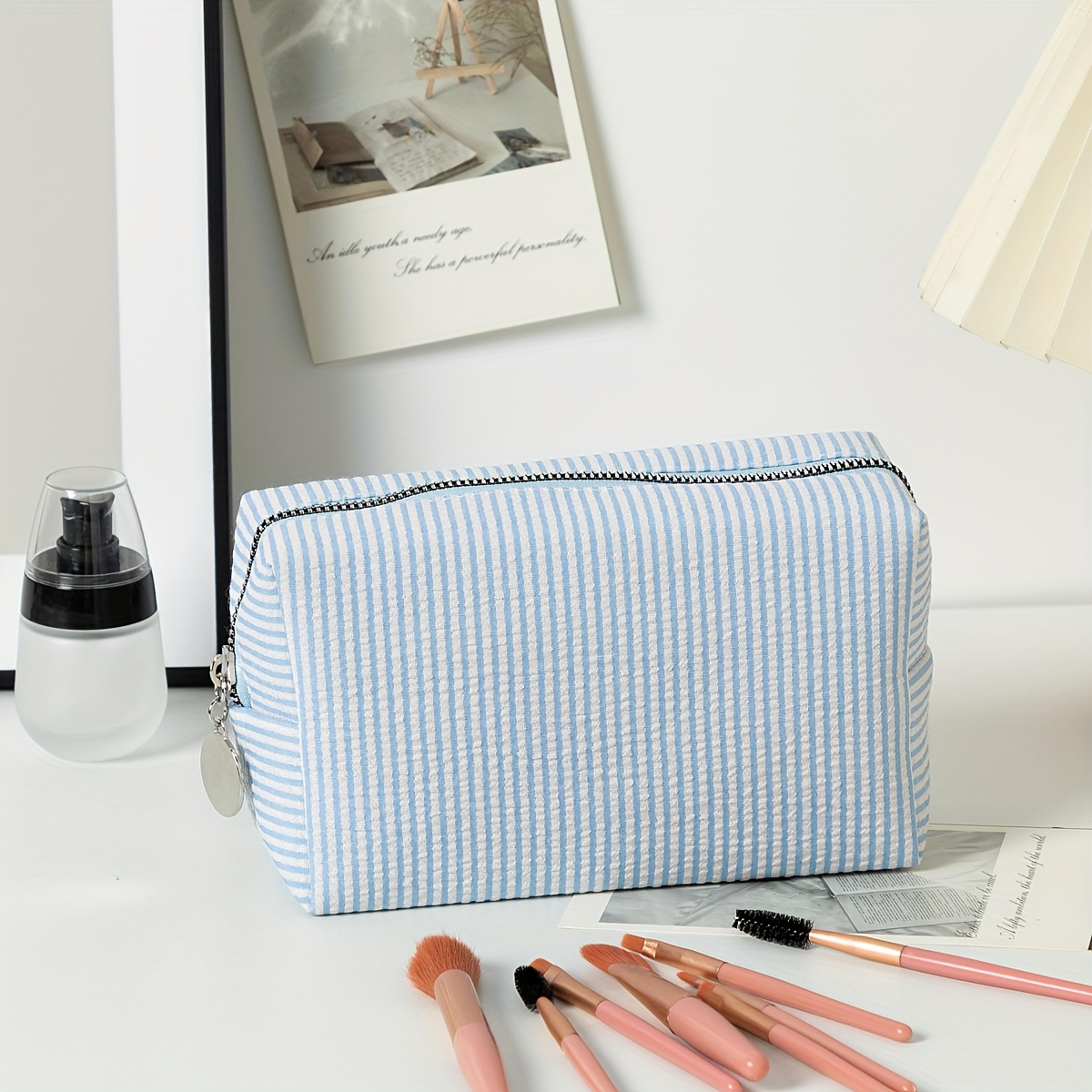 striped travel toiletry bag cosmetic organizer for makeup and daily essentials