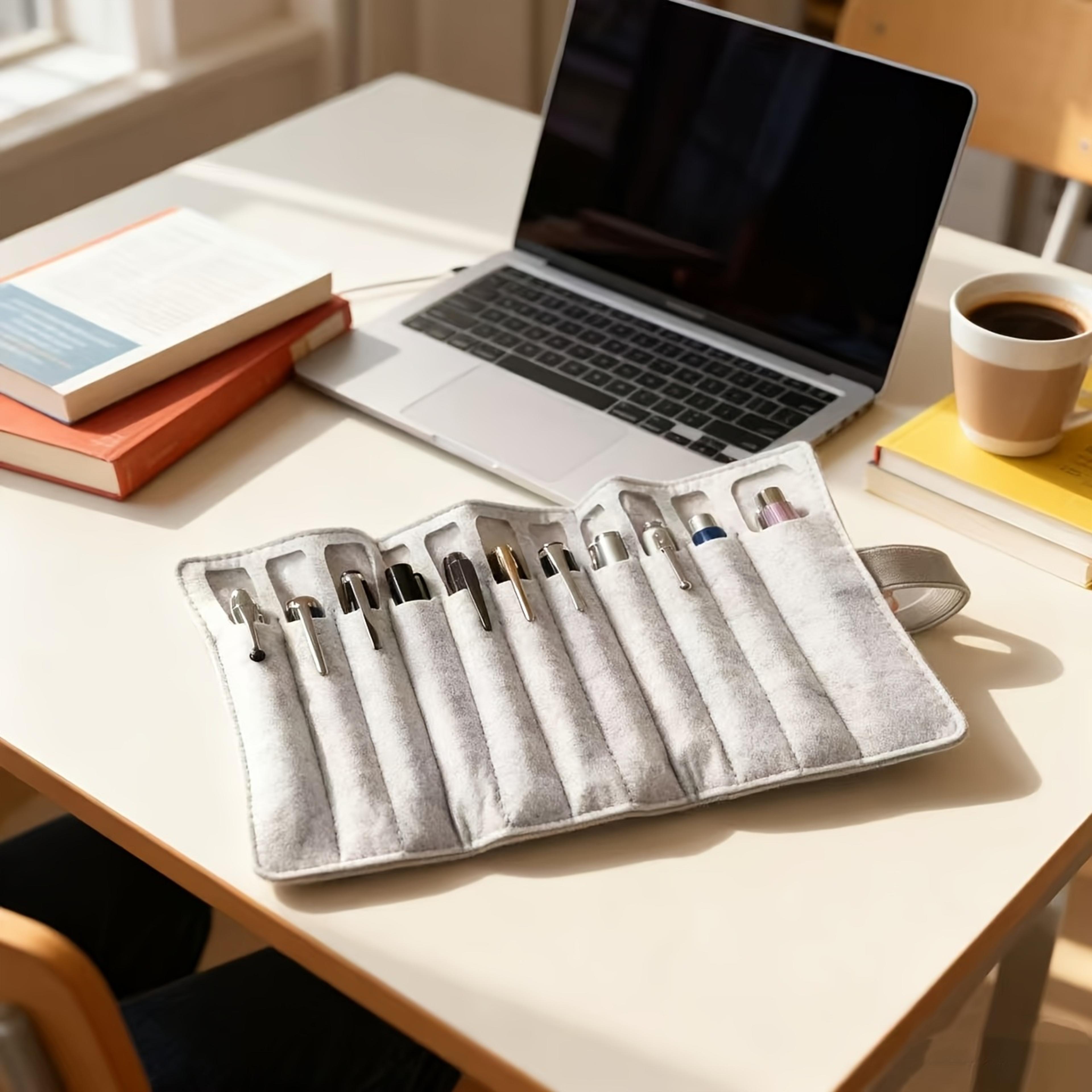 felt roll up pen organizer bag slot portable storage case for artists students and brushes