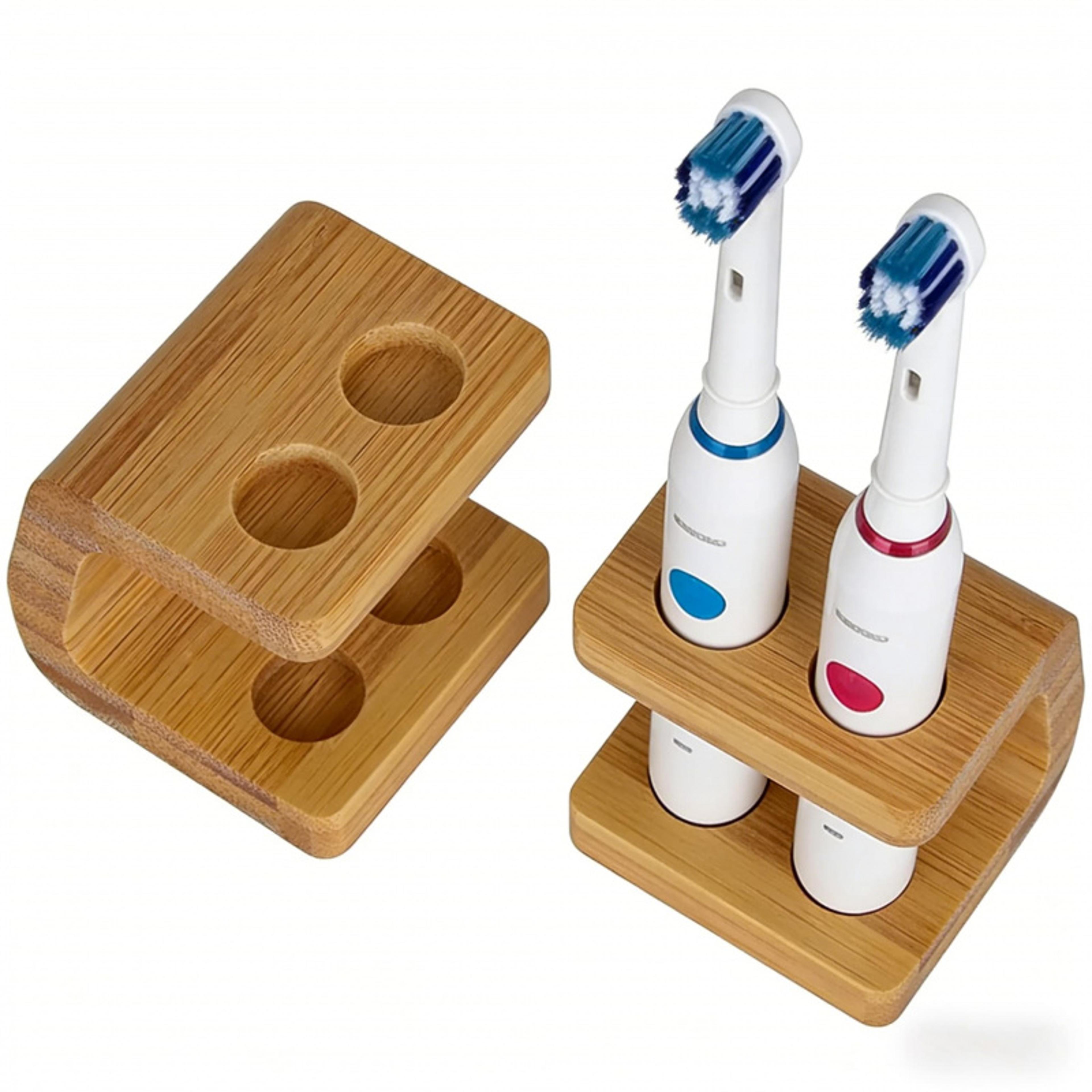 bamboo toothbrush holder multi compartment bathroom organizer with toothpaste storage