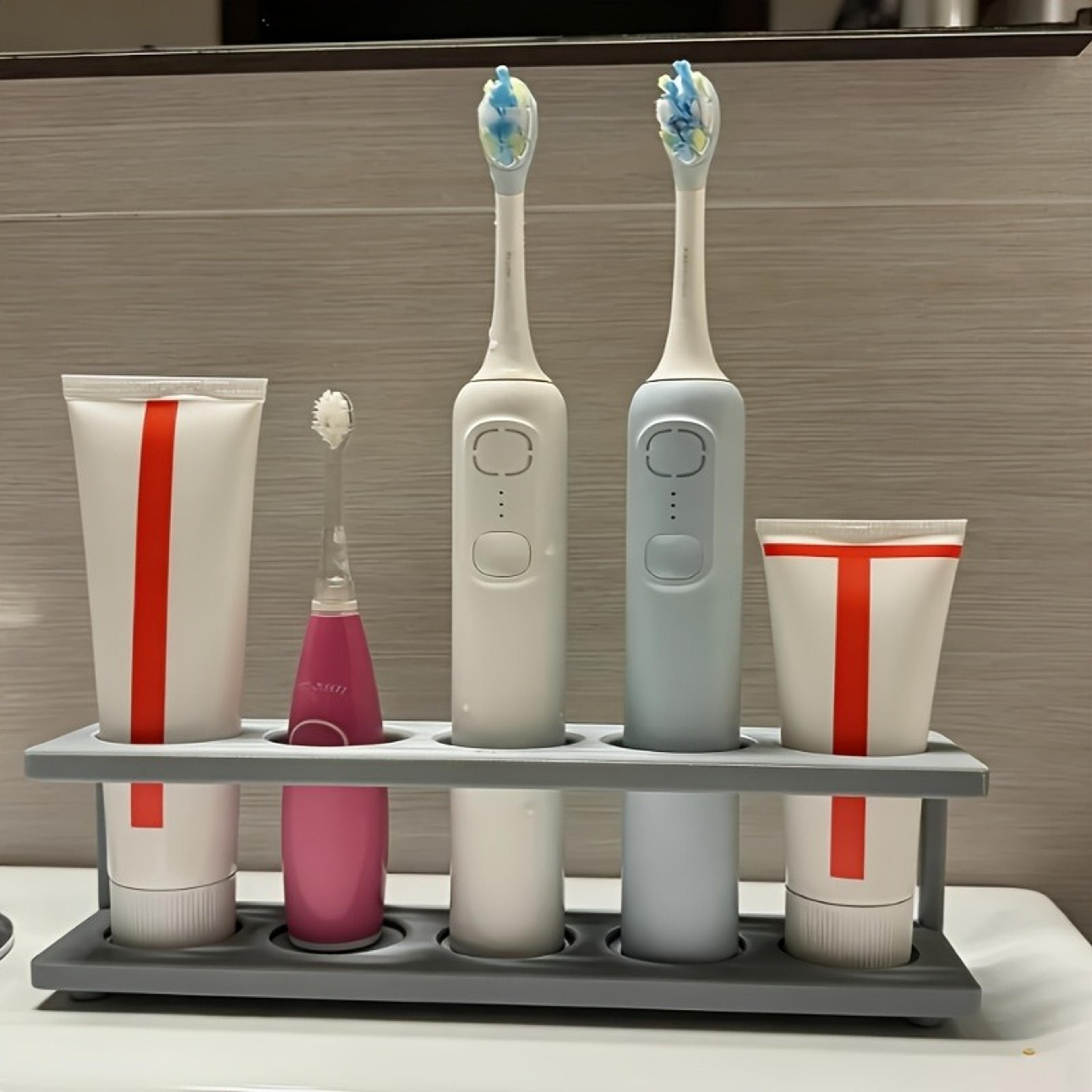 multi grid toothbrush organizer with drain hole toothpaste storage stand