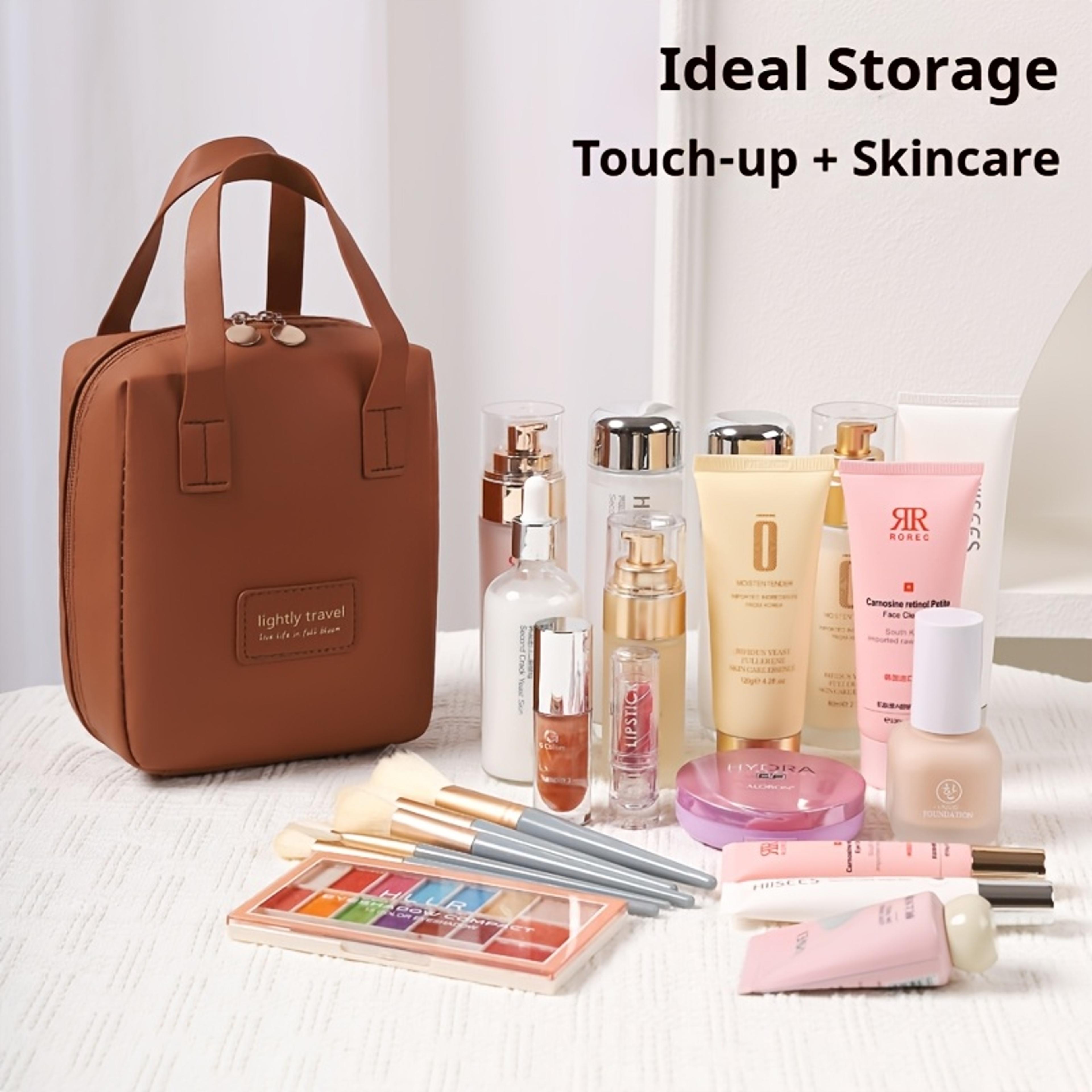 elegant pu makeup bag travel cosmetic organizer with spacious storage
