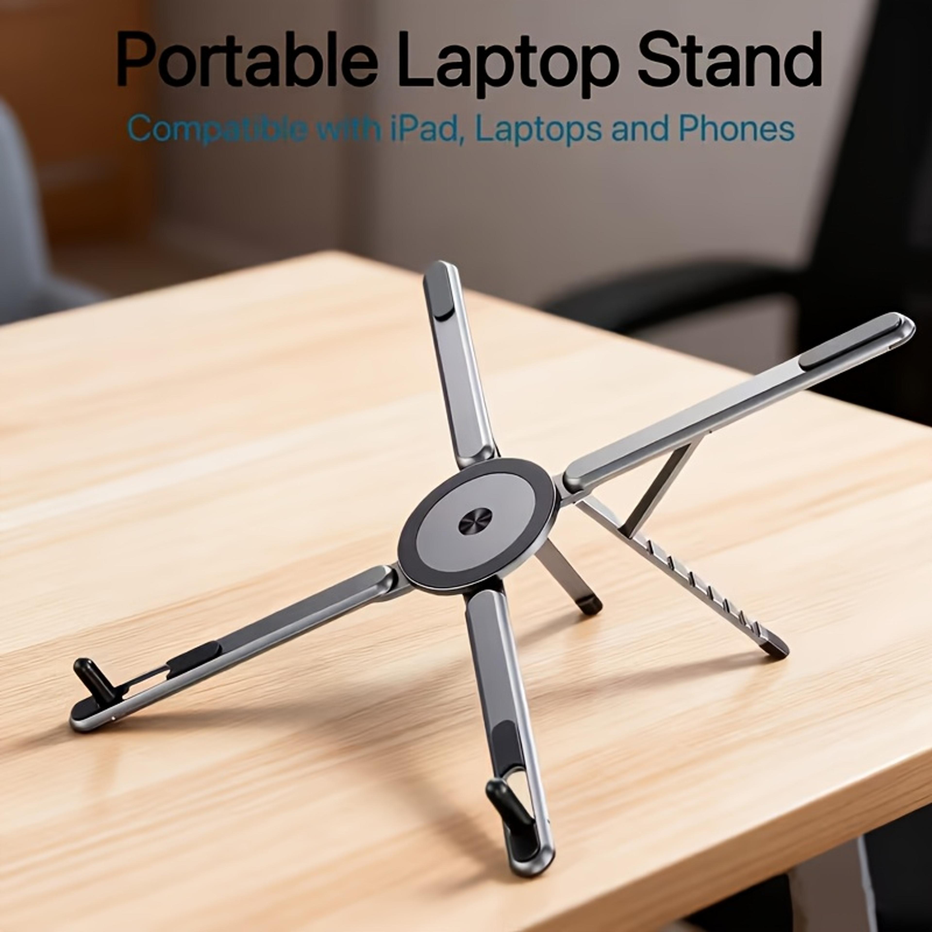 aluminum laptop stand with magnetic phone holder adjustable height desk riser