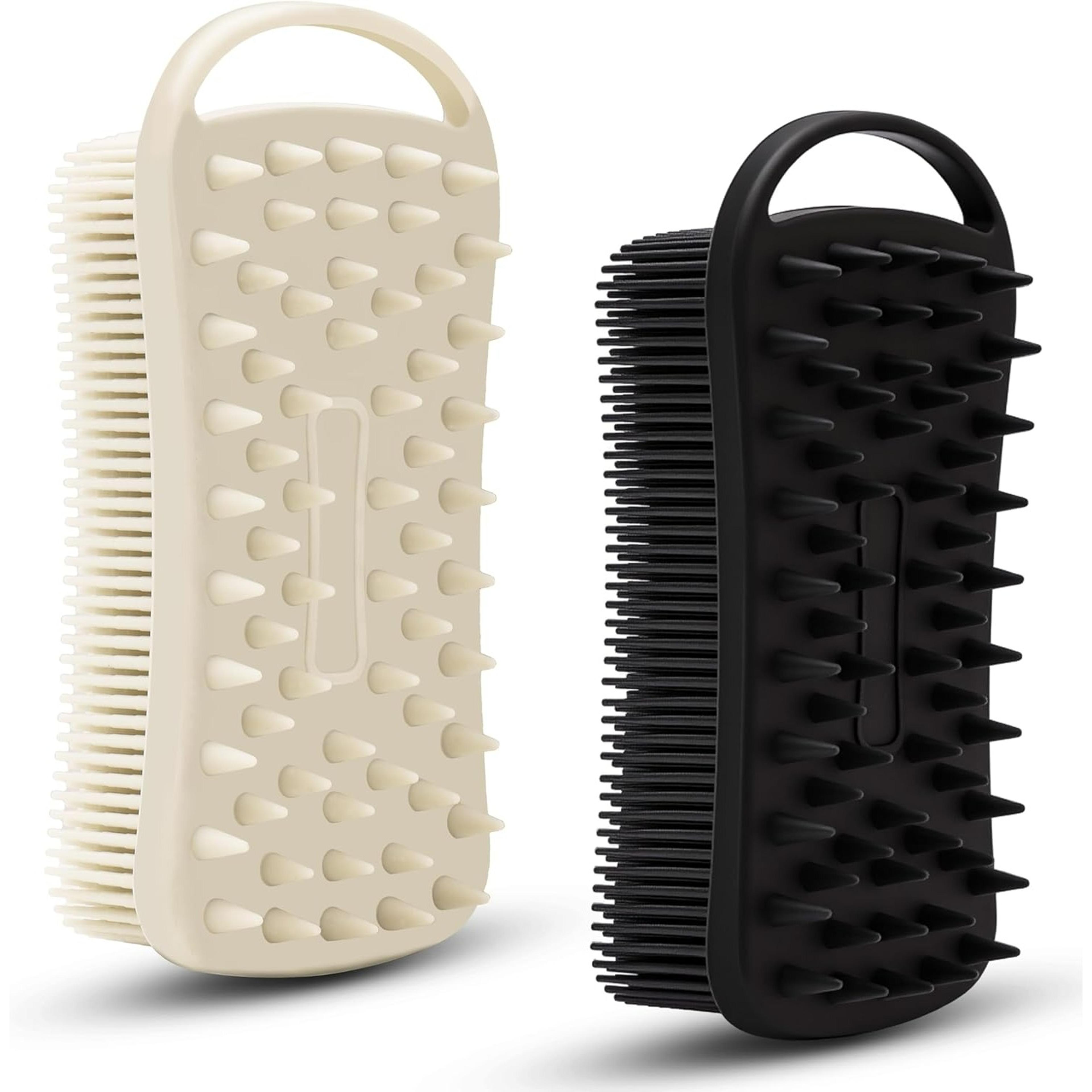 dual use silicone shower scrubber and scalp massager brush for gentle exfoliation
