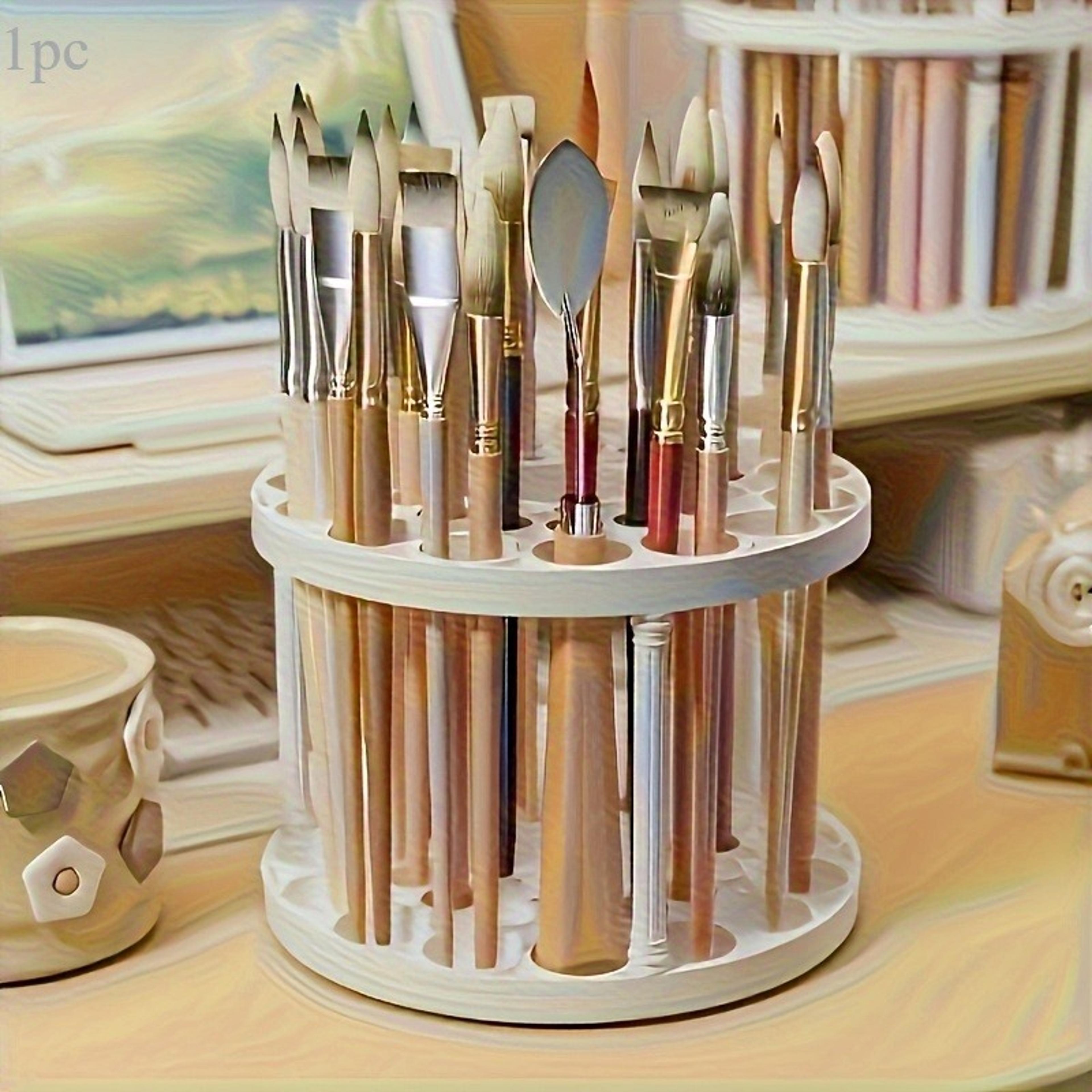 rotating brush holder space saving makeup and art tool organizer