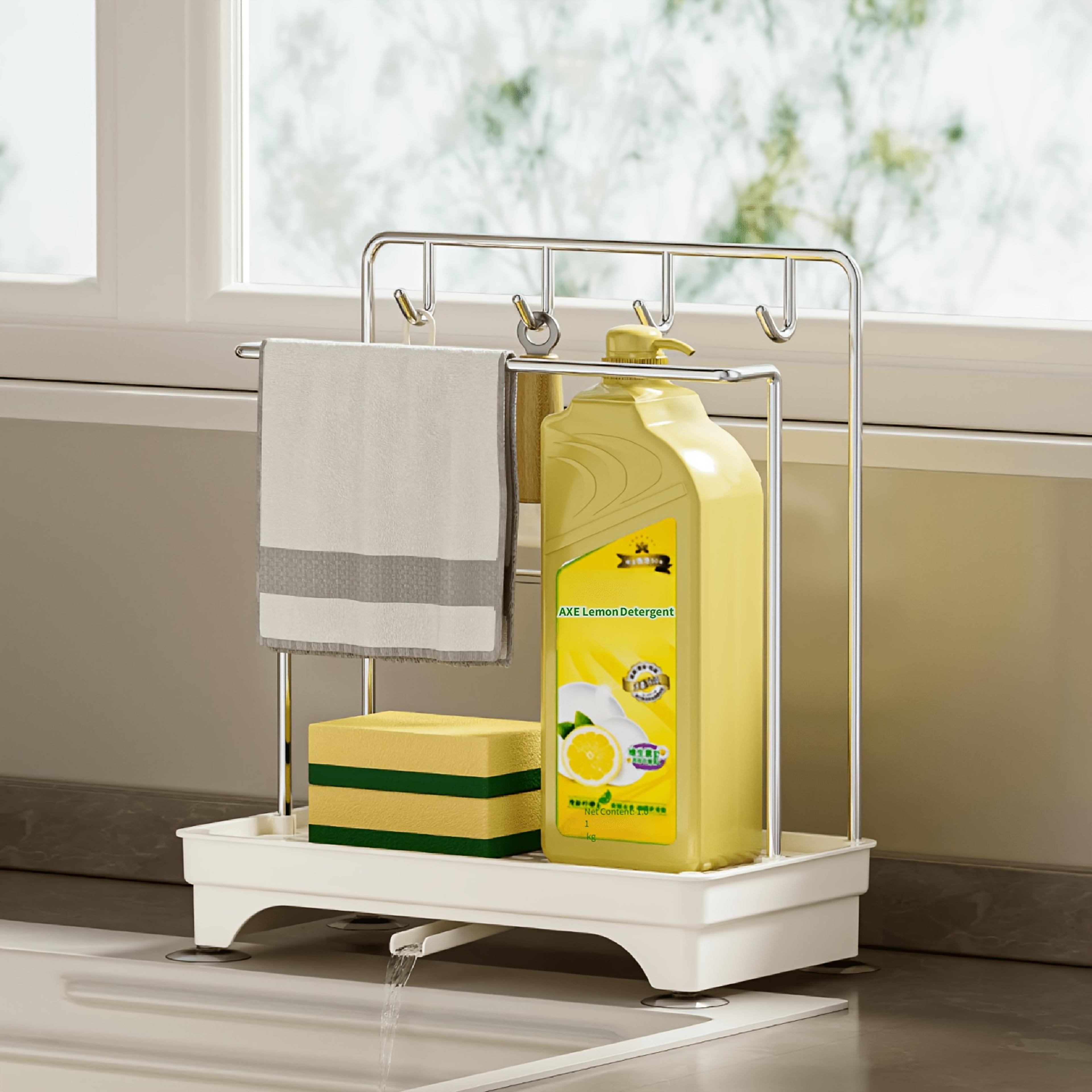 stainless steel dish drying rack with sponge holder kitchen counter organizer
