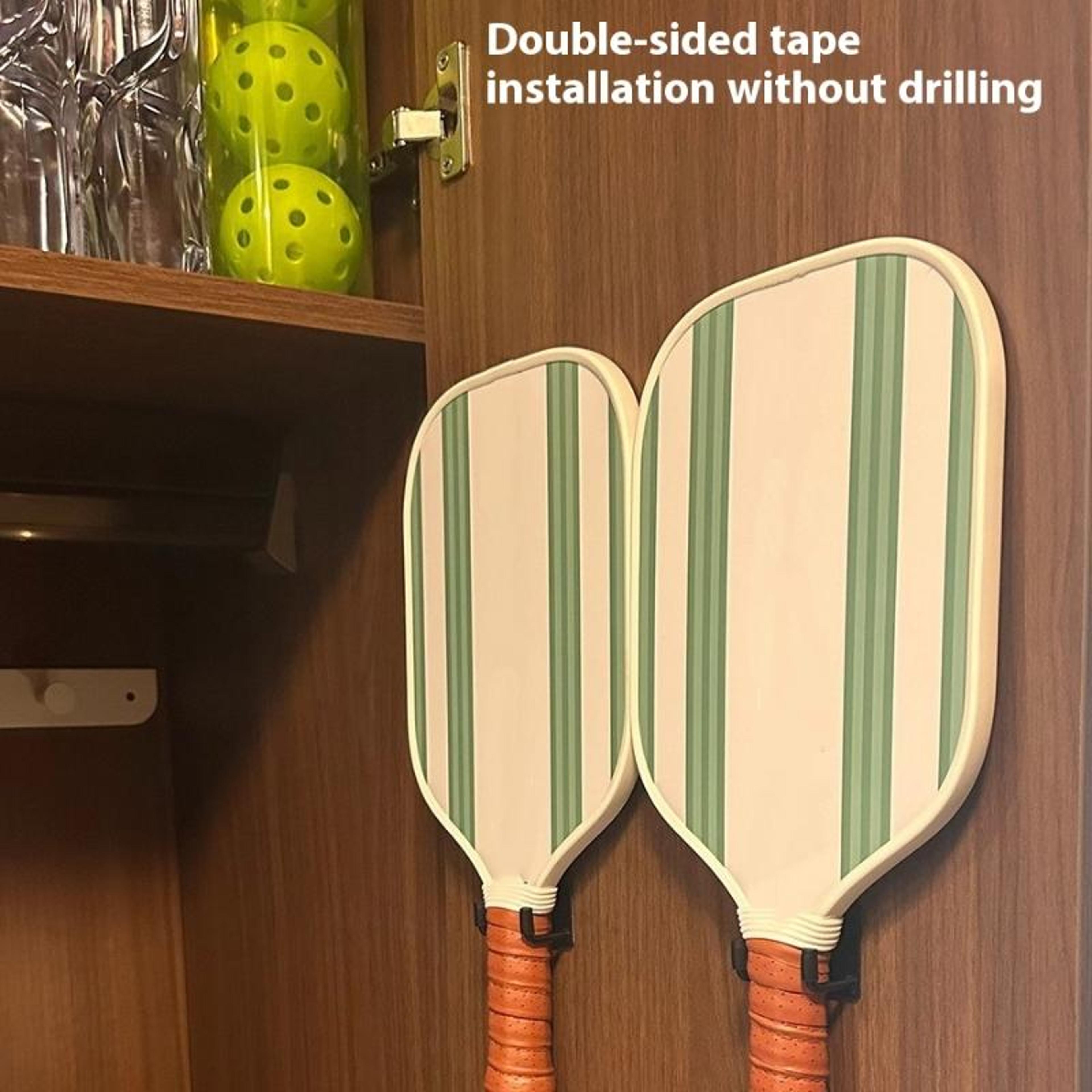 stainless steel wall mounted racket holder for pickleball and badminton gear storage