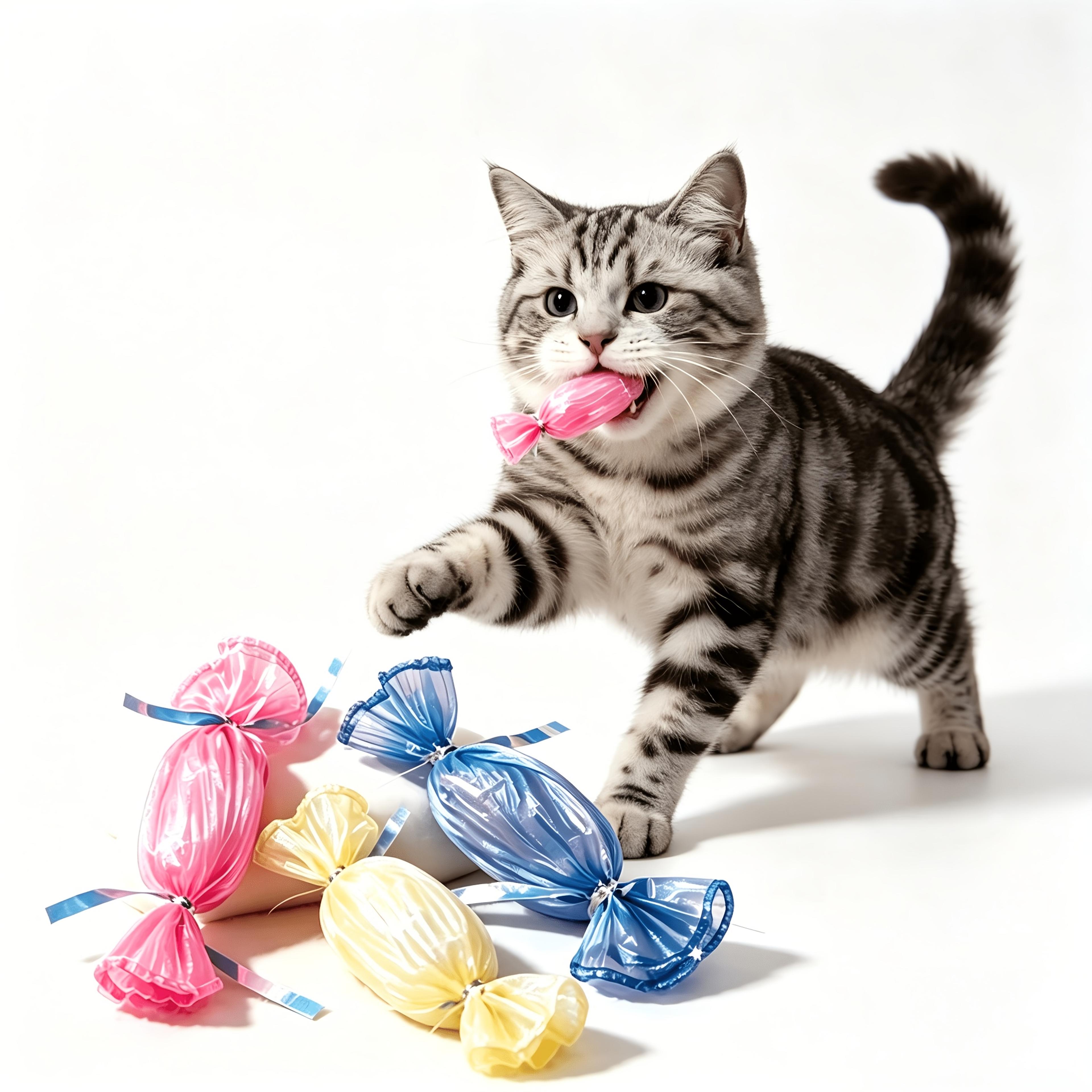 colorful candy crinkle cat toy interactive kitten chew toy for boredom relief