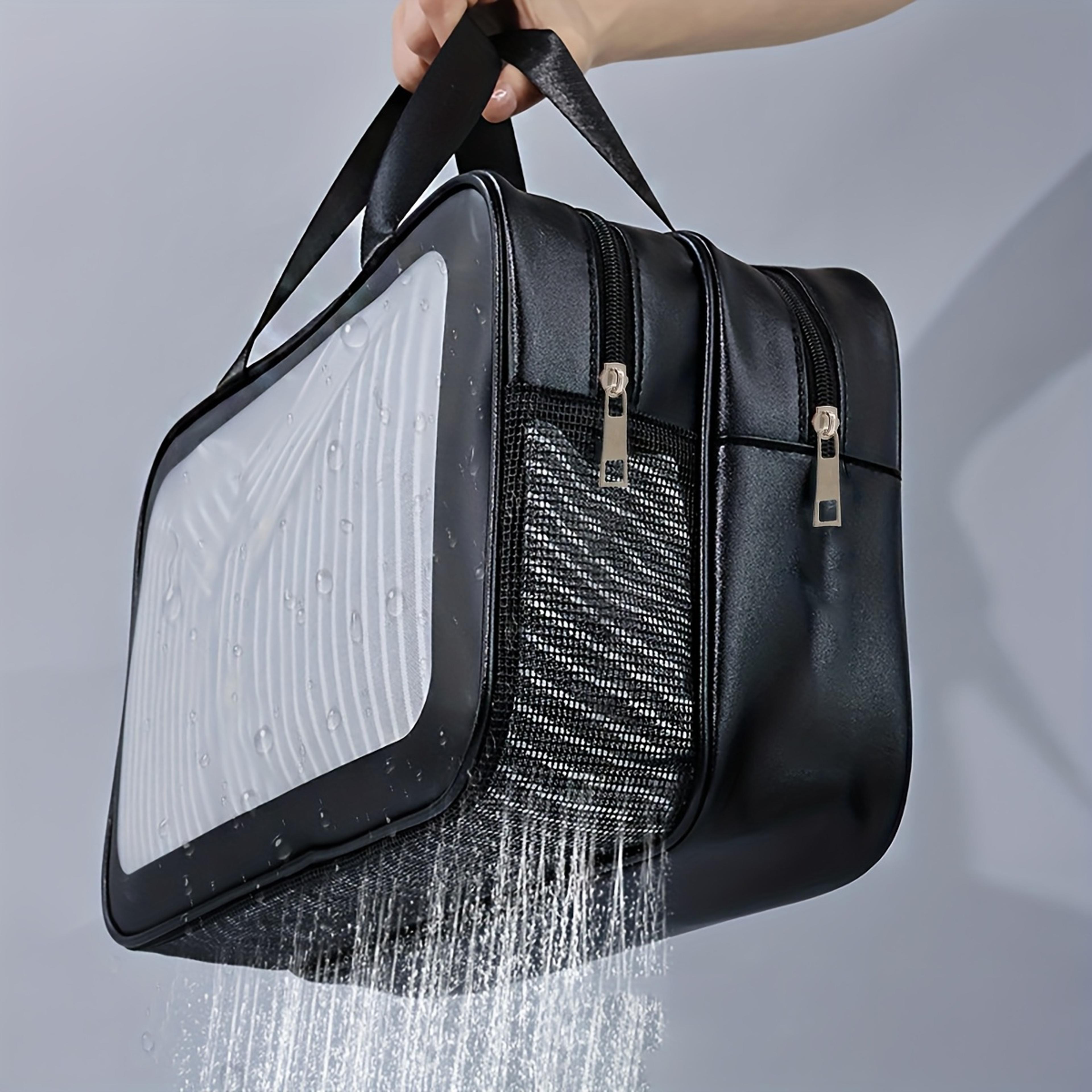 transparent waterproof travel toiletry bag double layer organizer
