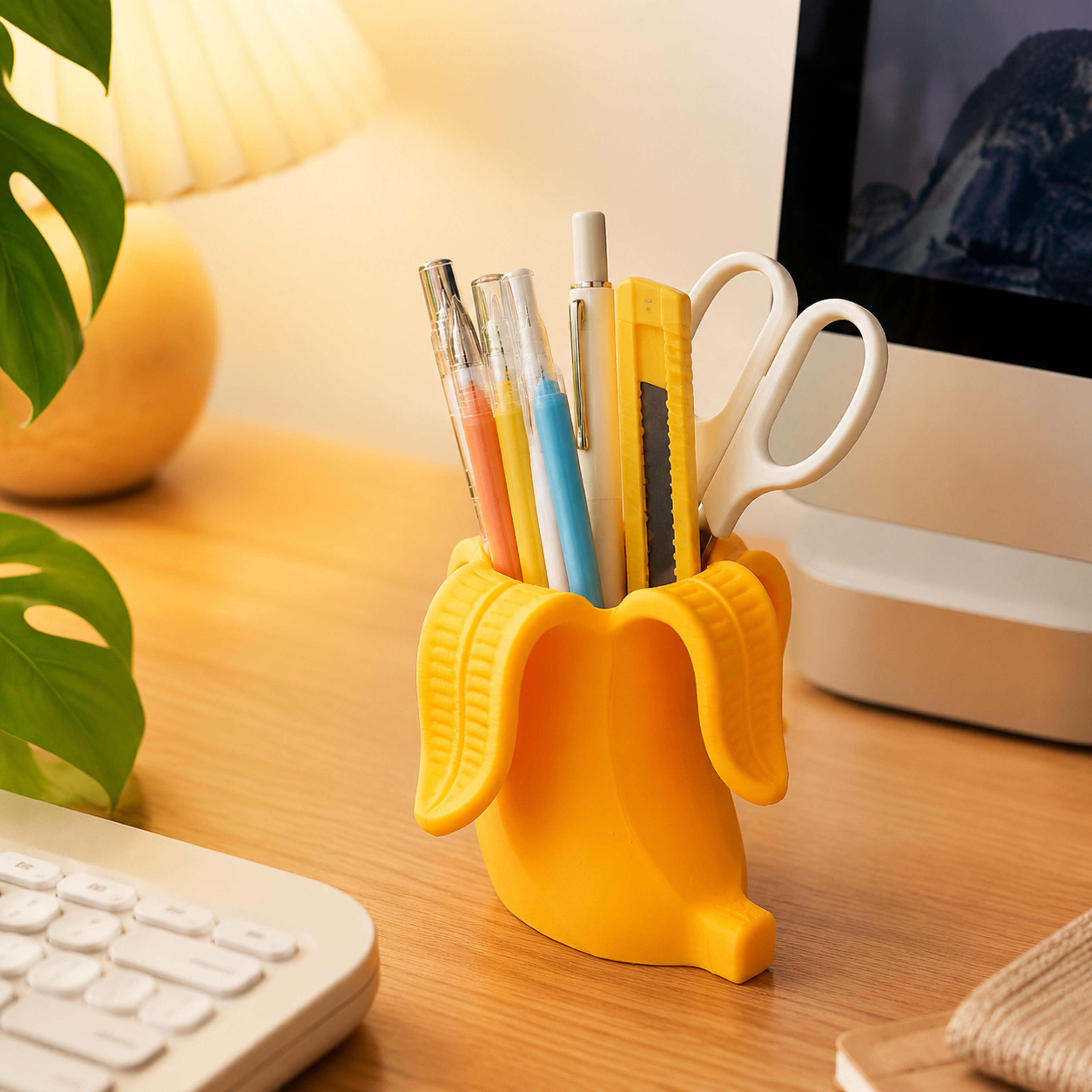 printed banana desk organizer pen holder for cute desk decor