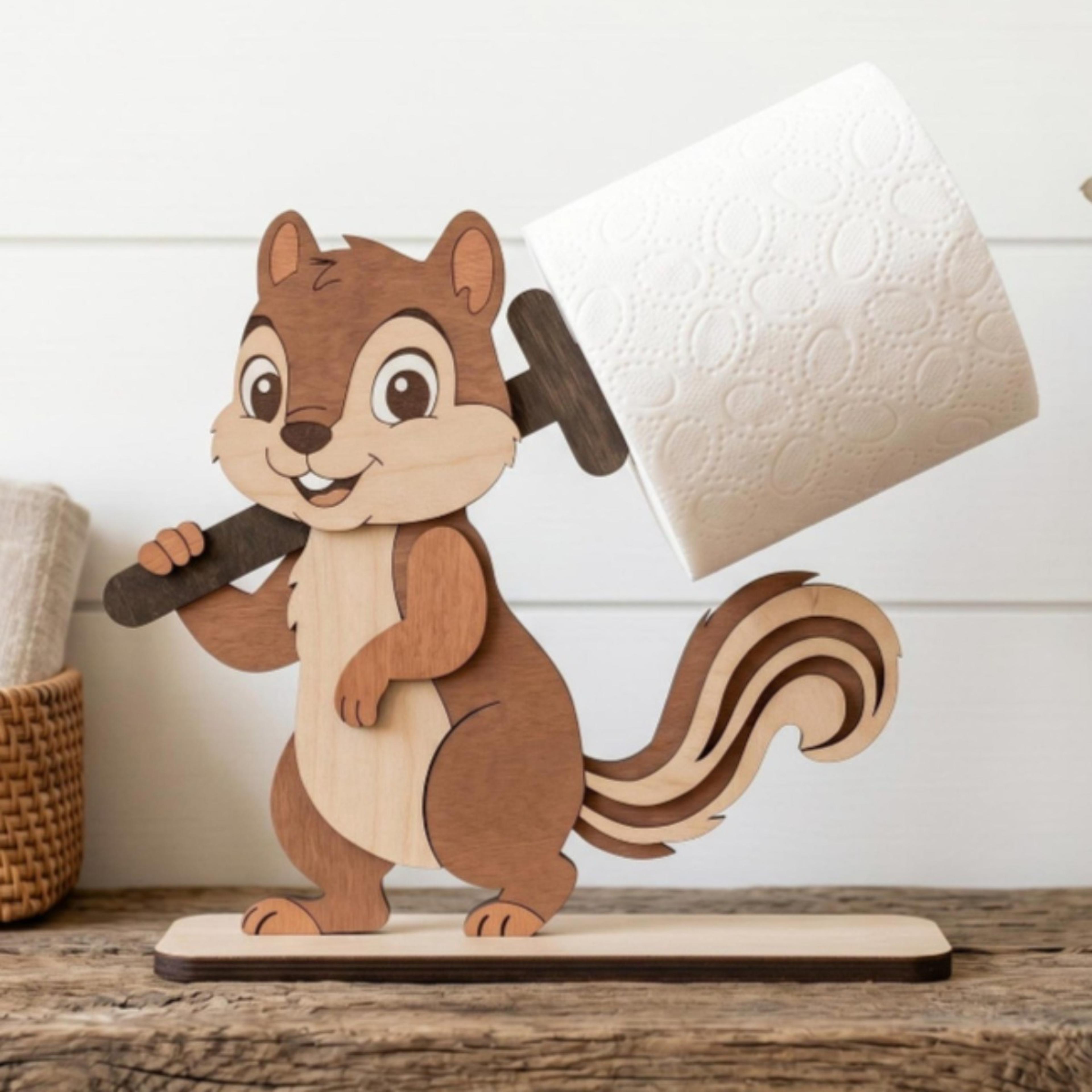 rustic squirrel wooden toilet paper holder cute animal wooden toilet paper holder