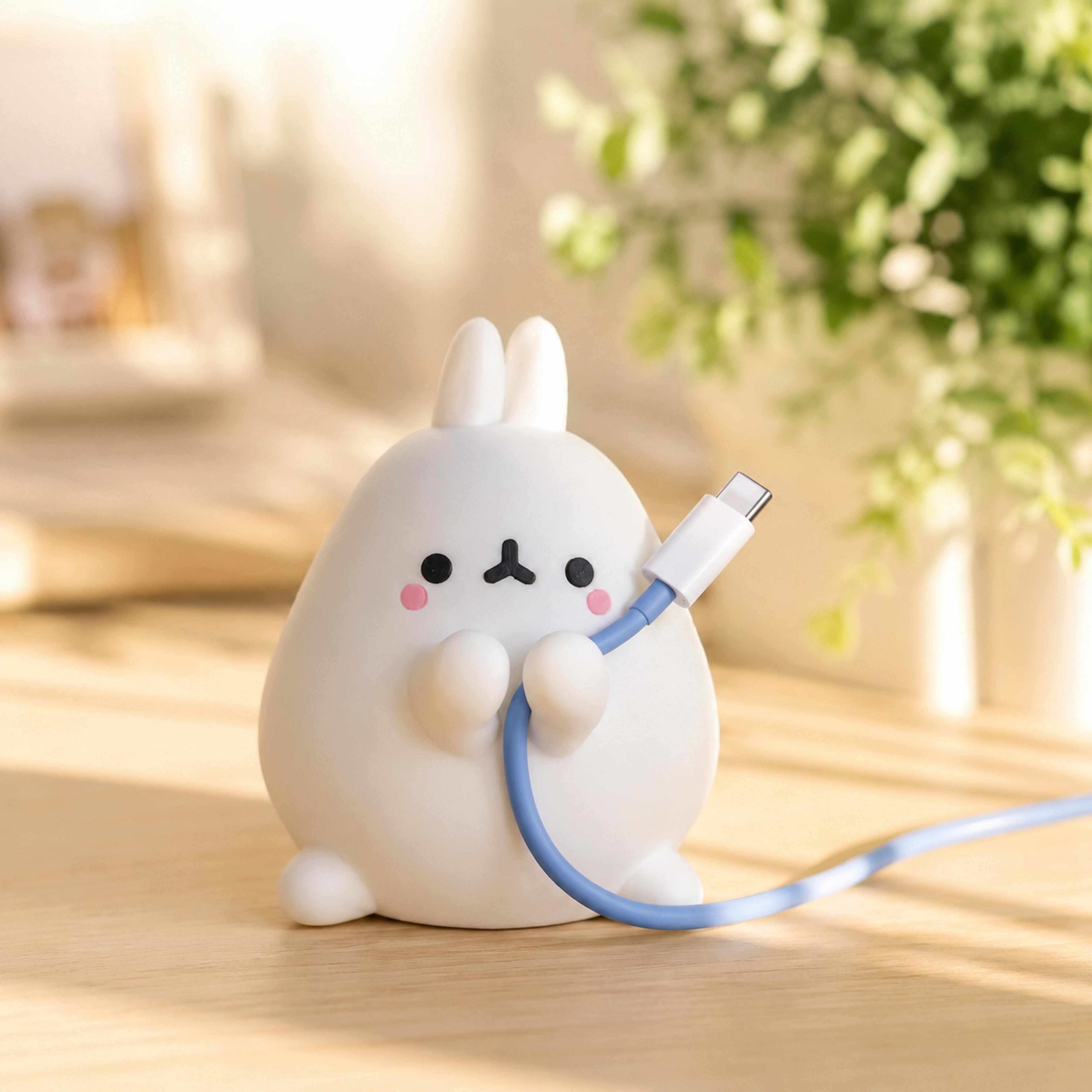 cute bunny pen holder and cable organizer desk accessory for home office decor