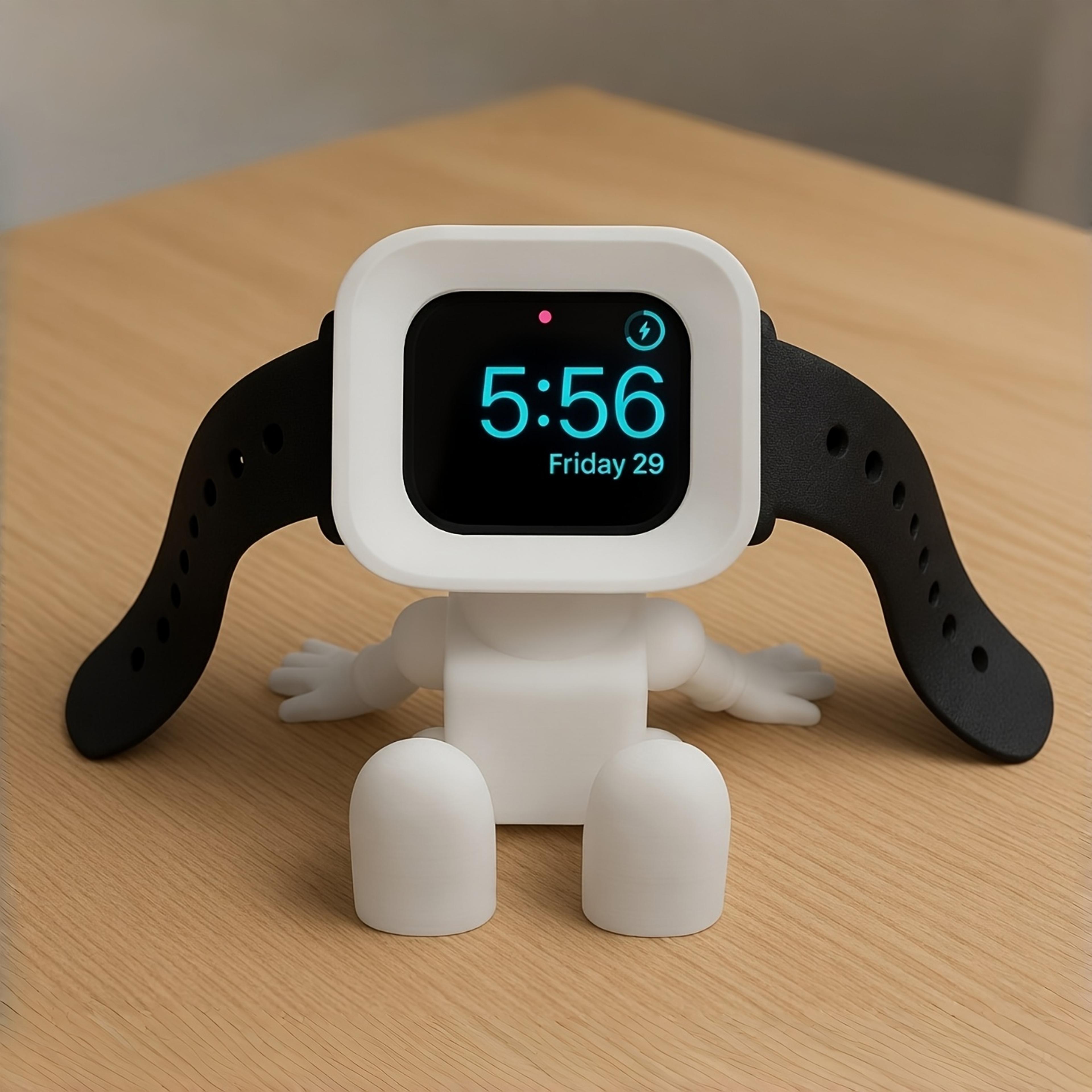 printed robot smartwatch charging dock cute desk stand cable organizer