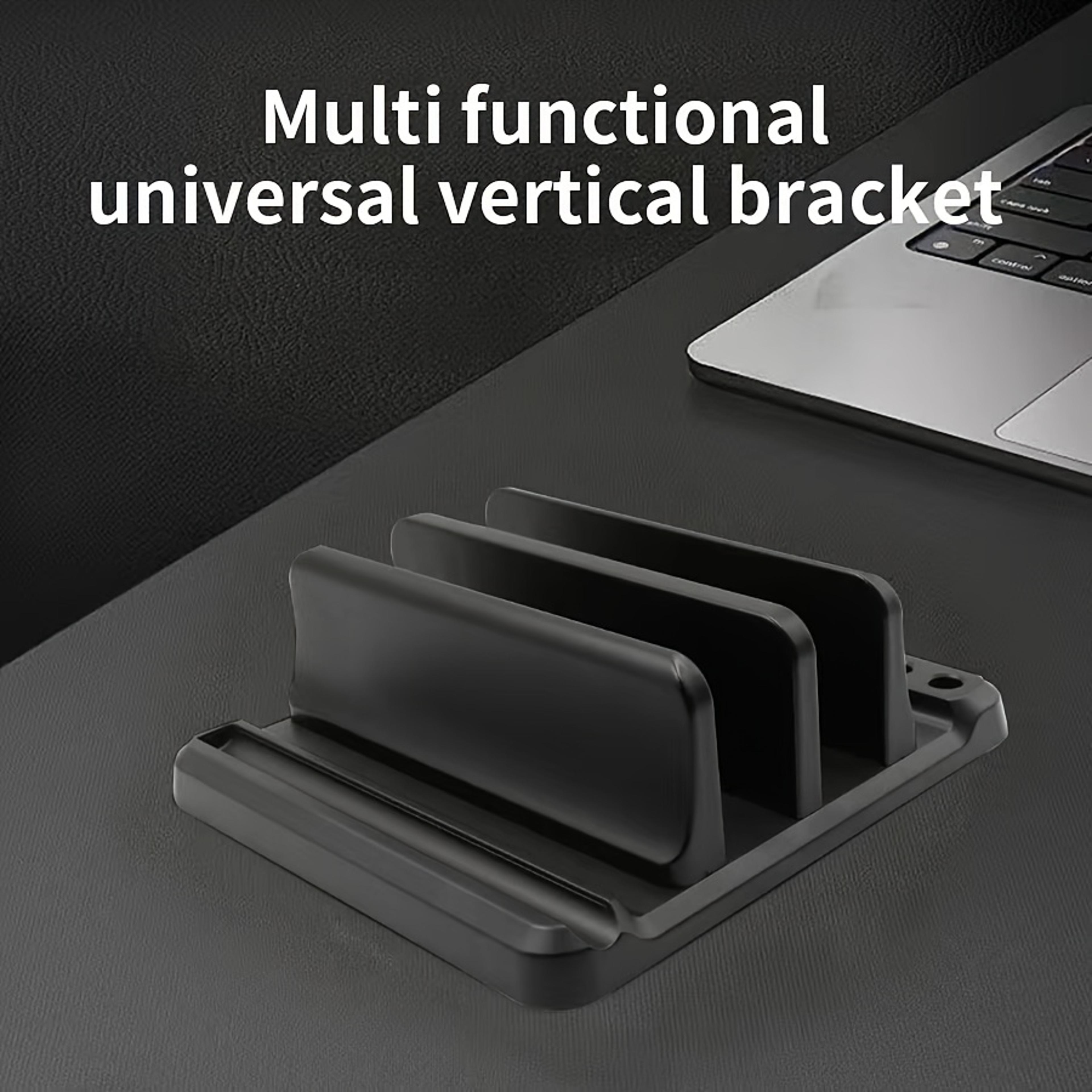 vertical laptop stand with macbook holder and desk organizer