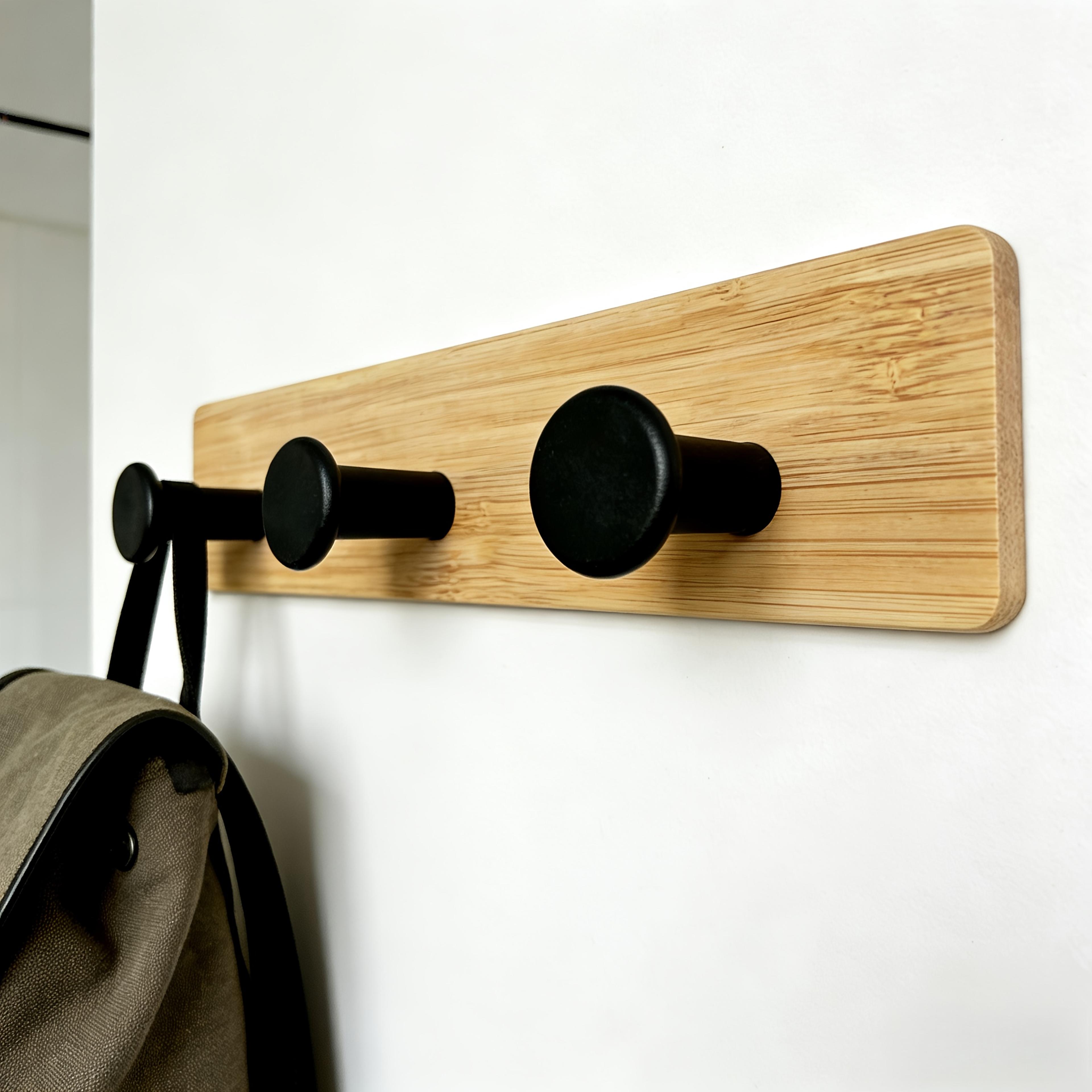 bamboo wall hook key holder adhesive hanger for home organization