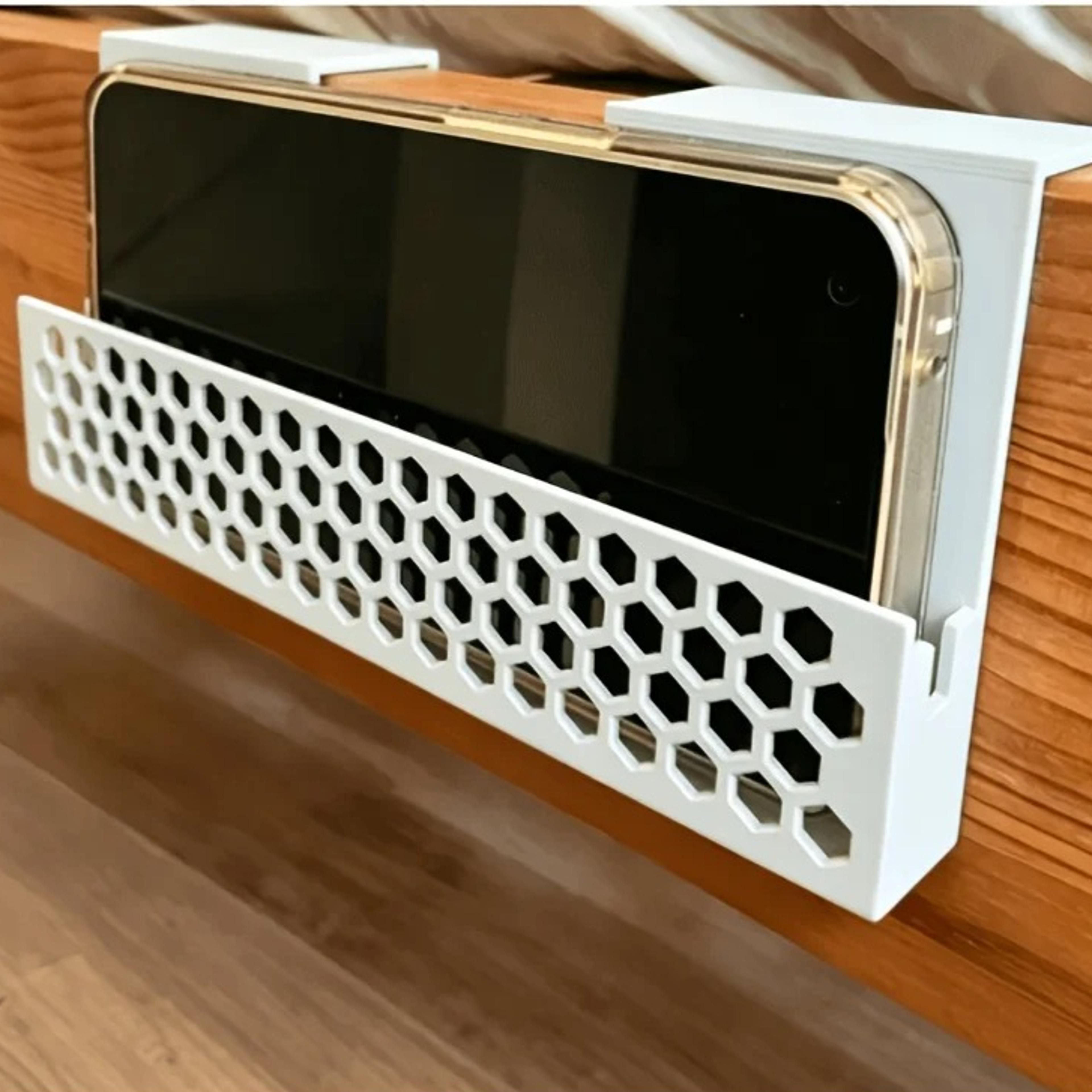 honeycomb hanging bedside phone holder space saving storage organizer