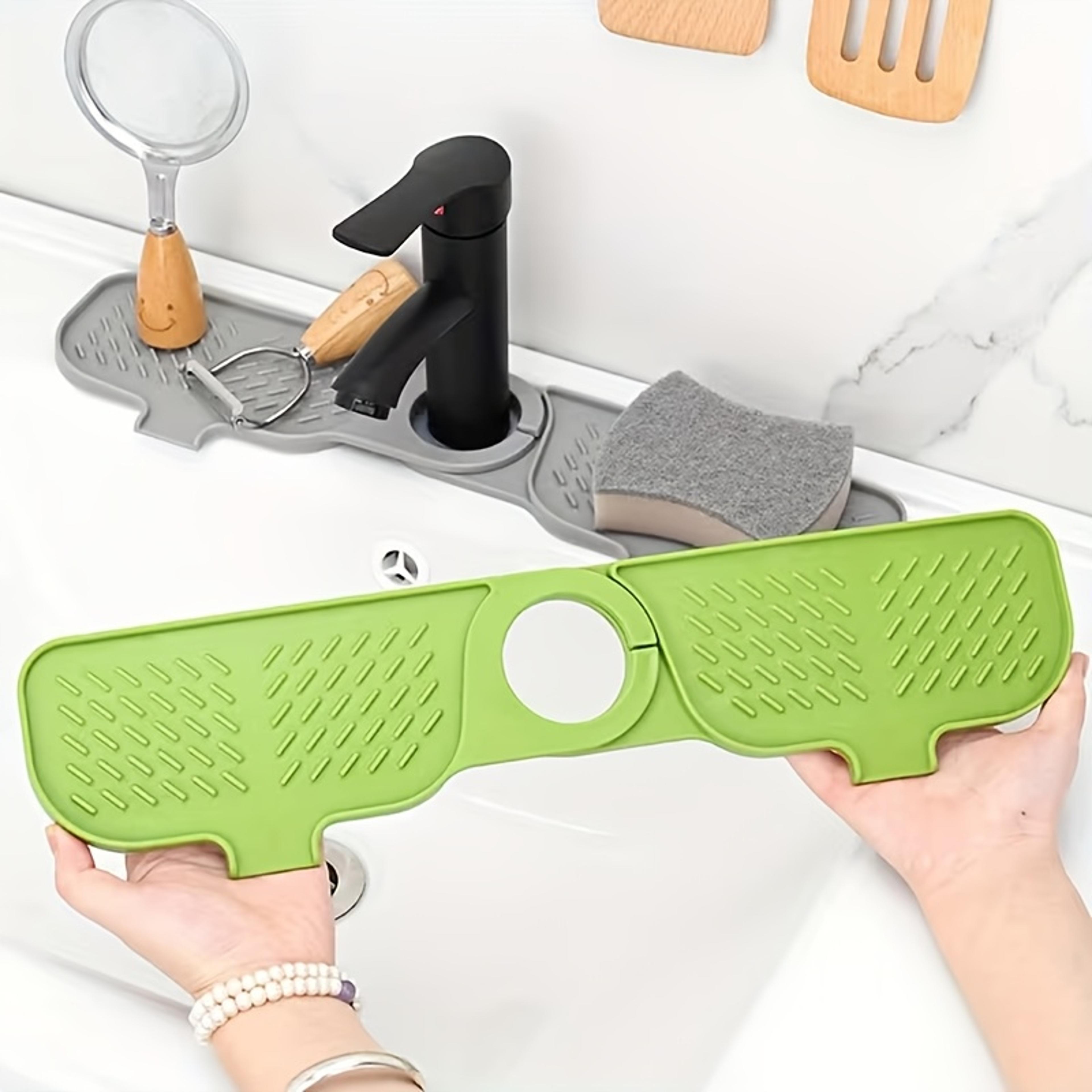 silicone faucet mat kitchen sink organizer with sponge holder