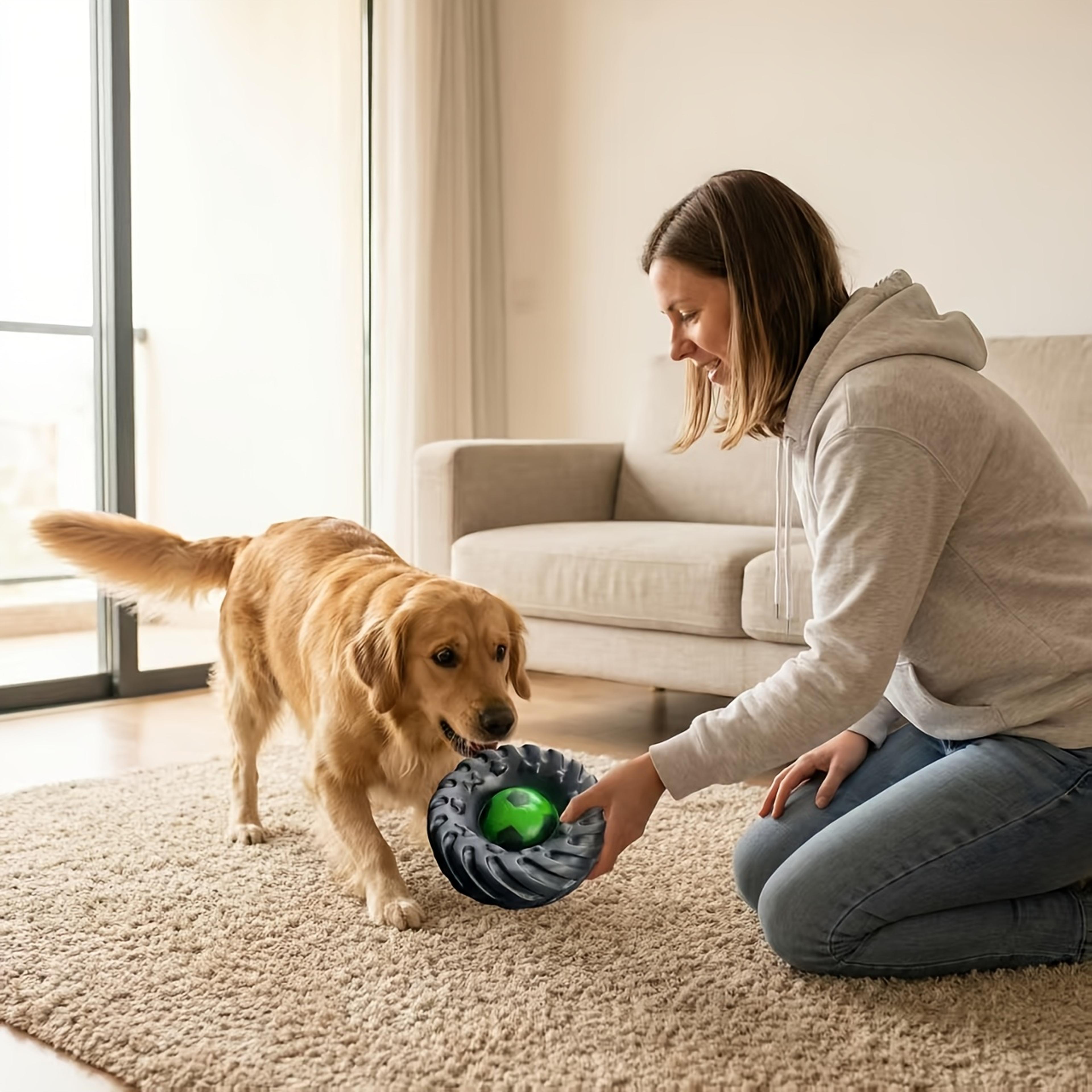 tire shaped dog chew toy squeaky interactive toy for aggressive chewers