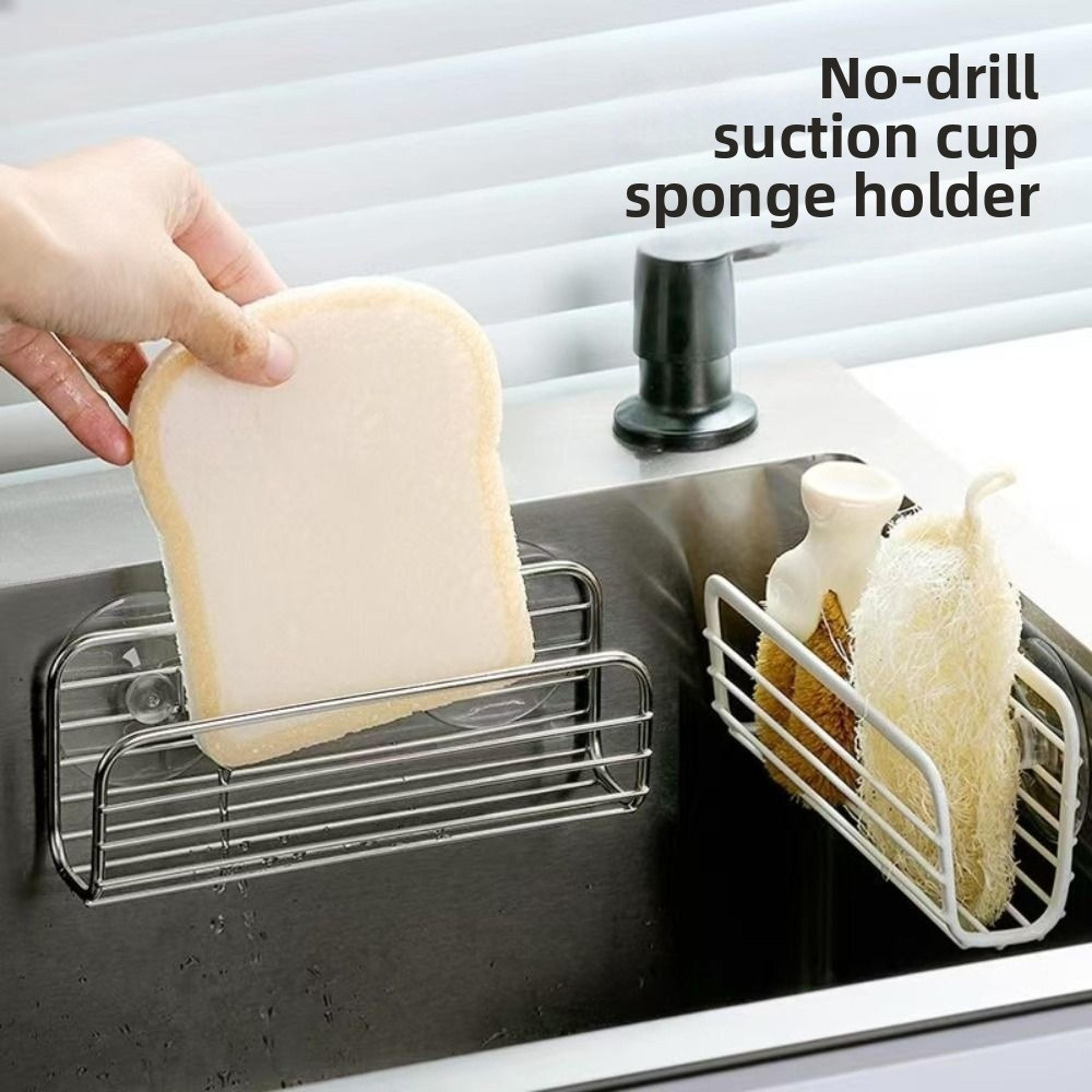 kitchen sink organizer with suction sponge holder stainless steel sink caddy