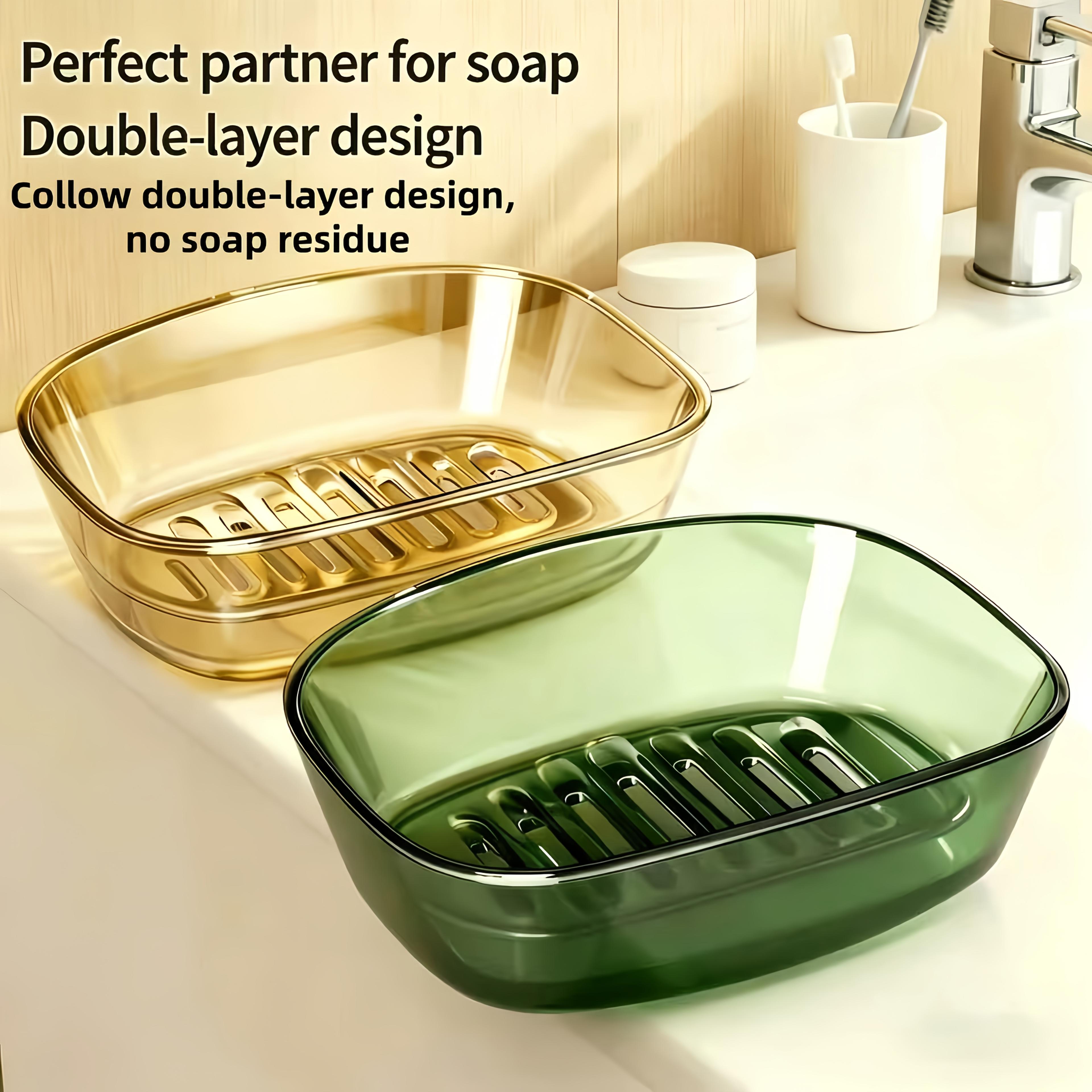 double layer soap dish with drain non slip bathroom soap holder for dry clean soap storage