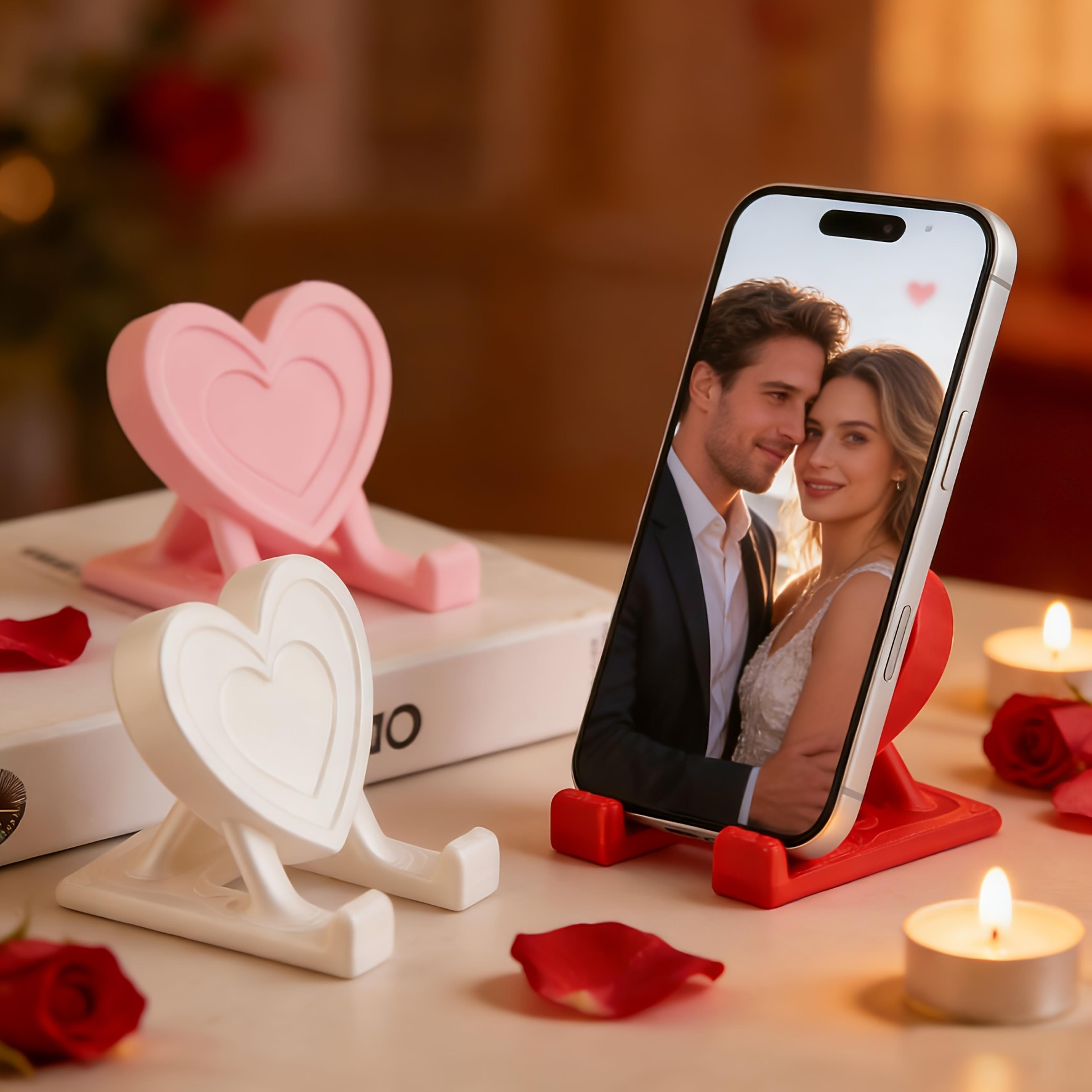 romantic heart shaped phone stand cute desk phone tablet holder gift