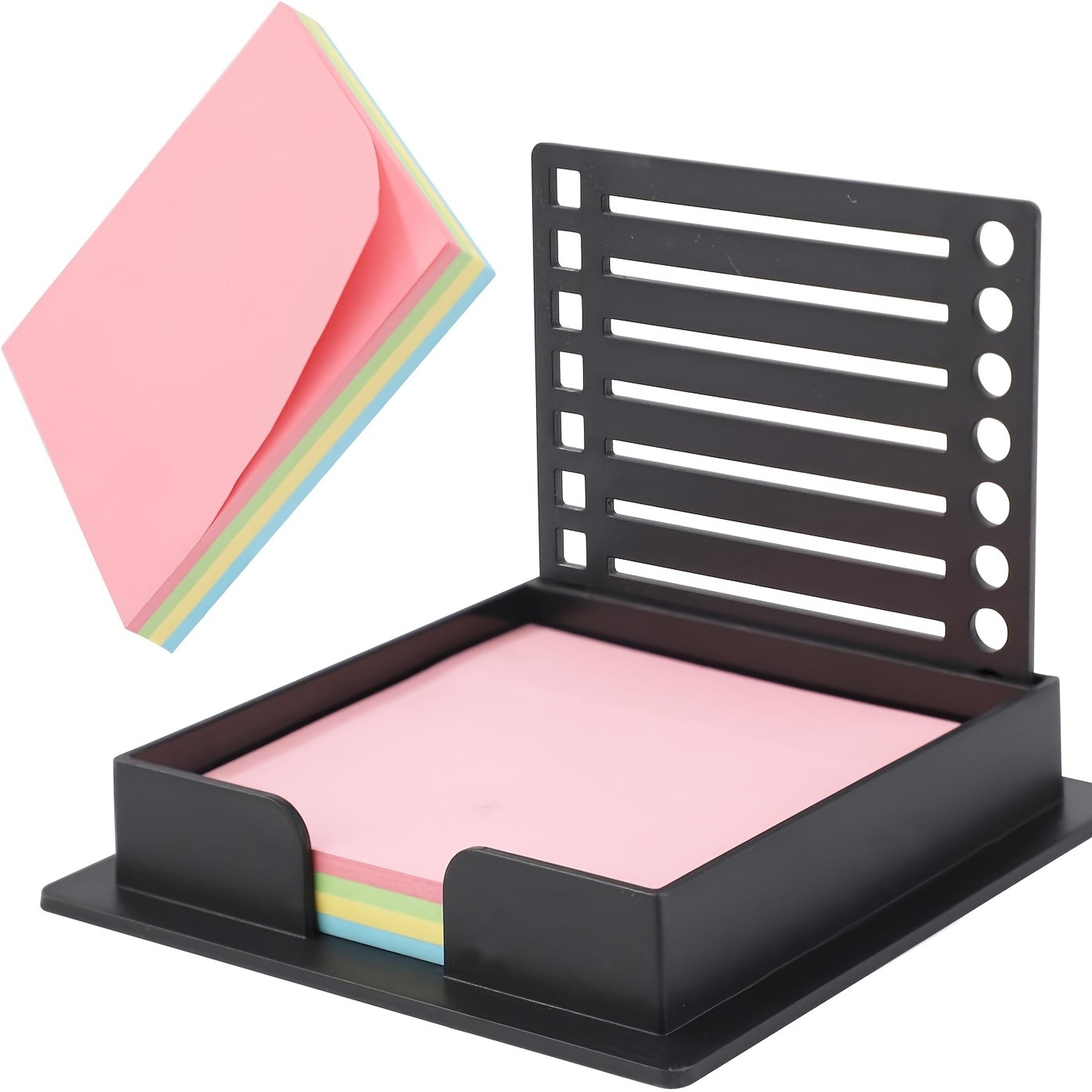 desktop sticky notes dispenser with built in stencil design for creative desk organization