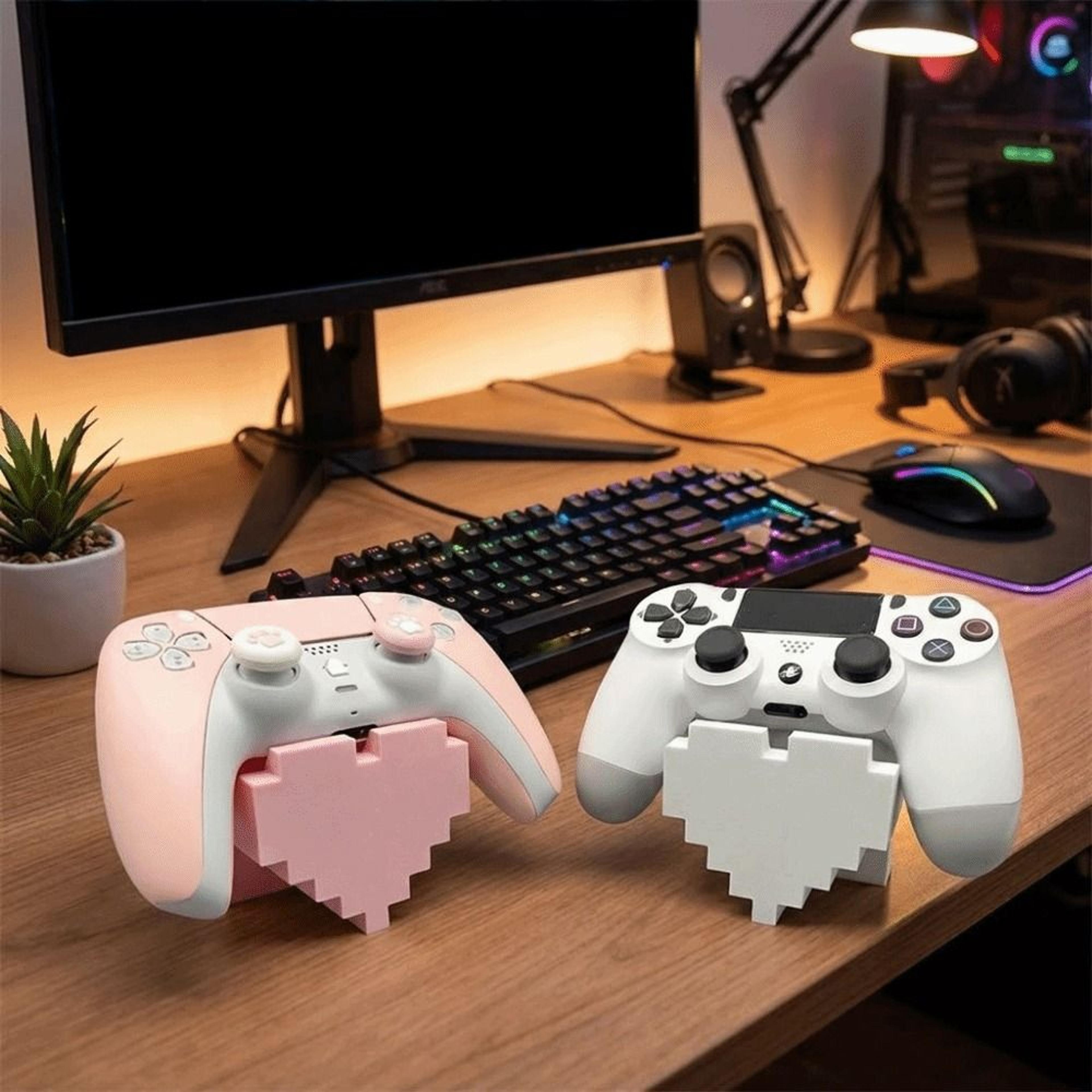 printed heart game controller holder decorative desktop stand