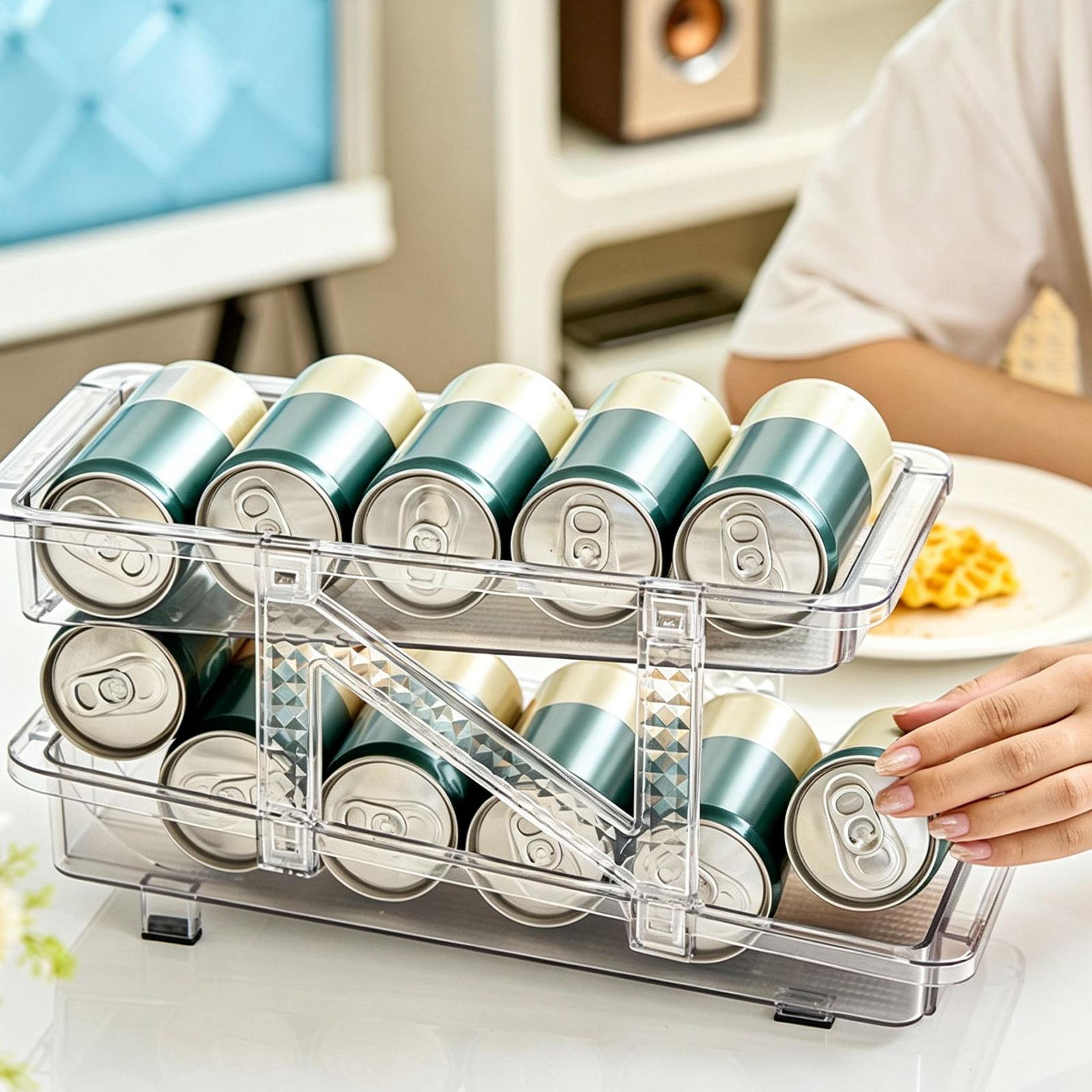 adjustable soda can organizer for refrigerator space saving drink storage