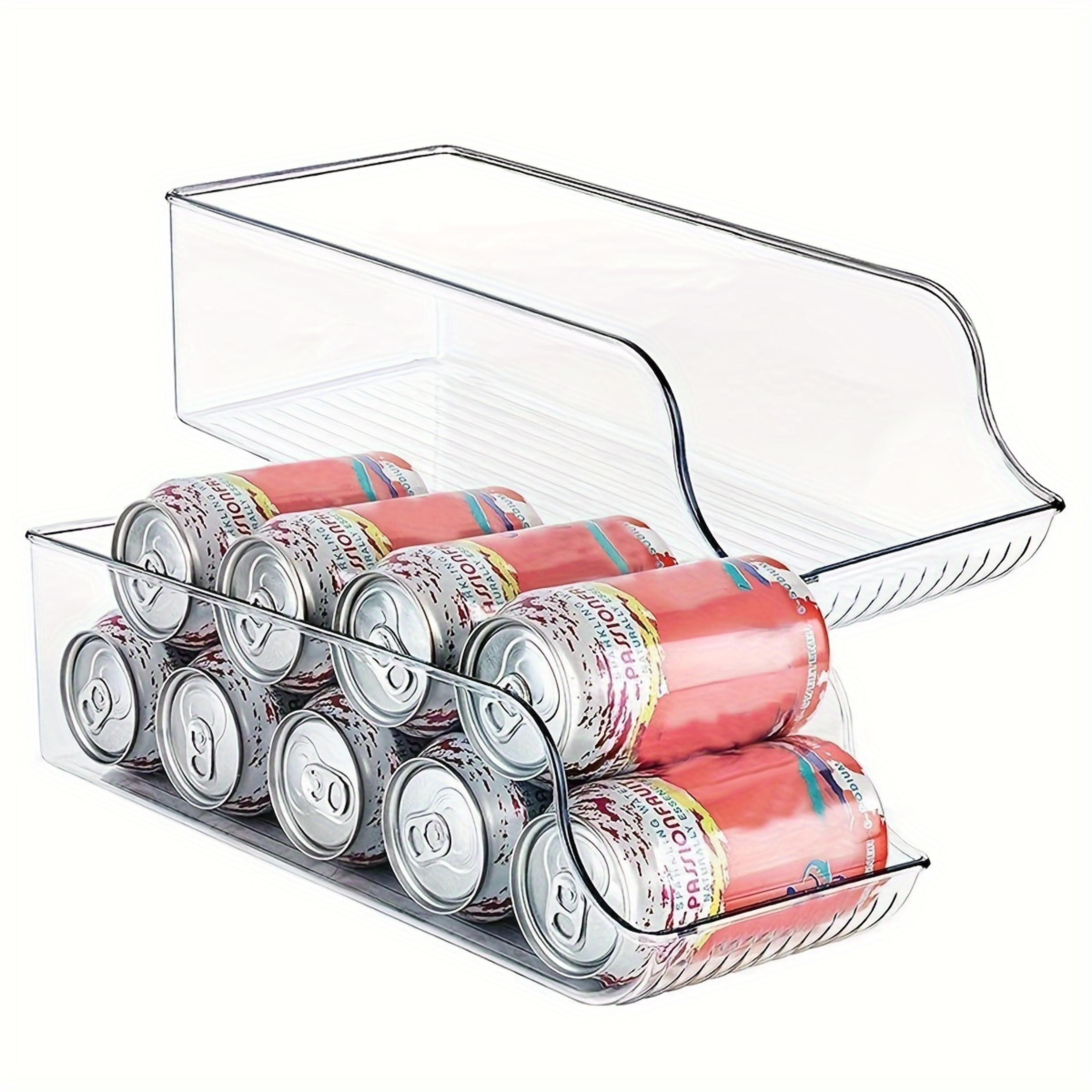 tall skinny refrigerator drink organizer clear soda can dispenser