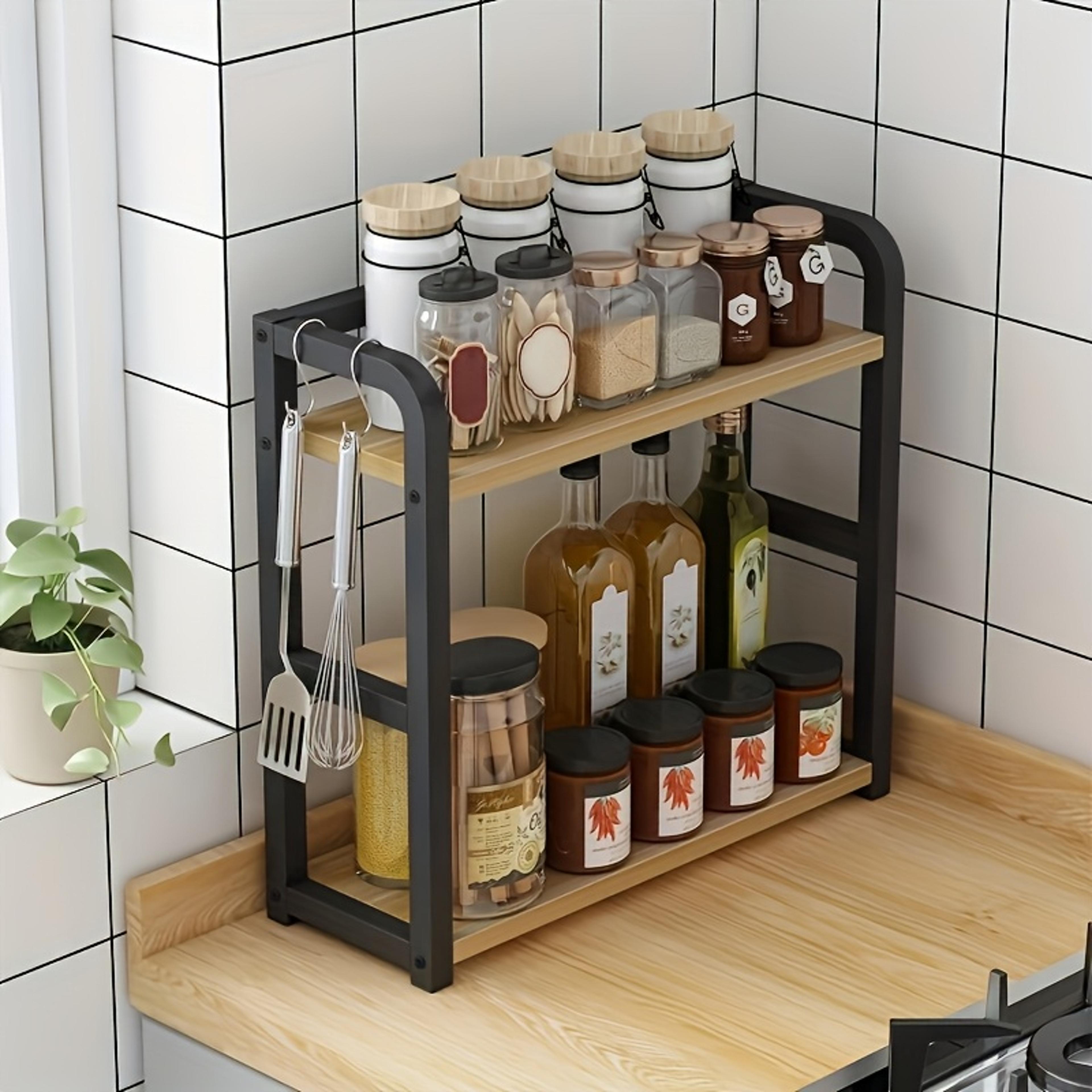 countertop shelf kitchen organizer for coffee bar and condiment storage