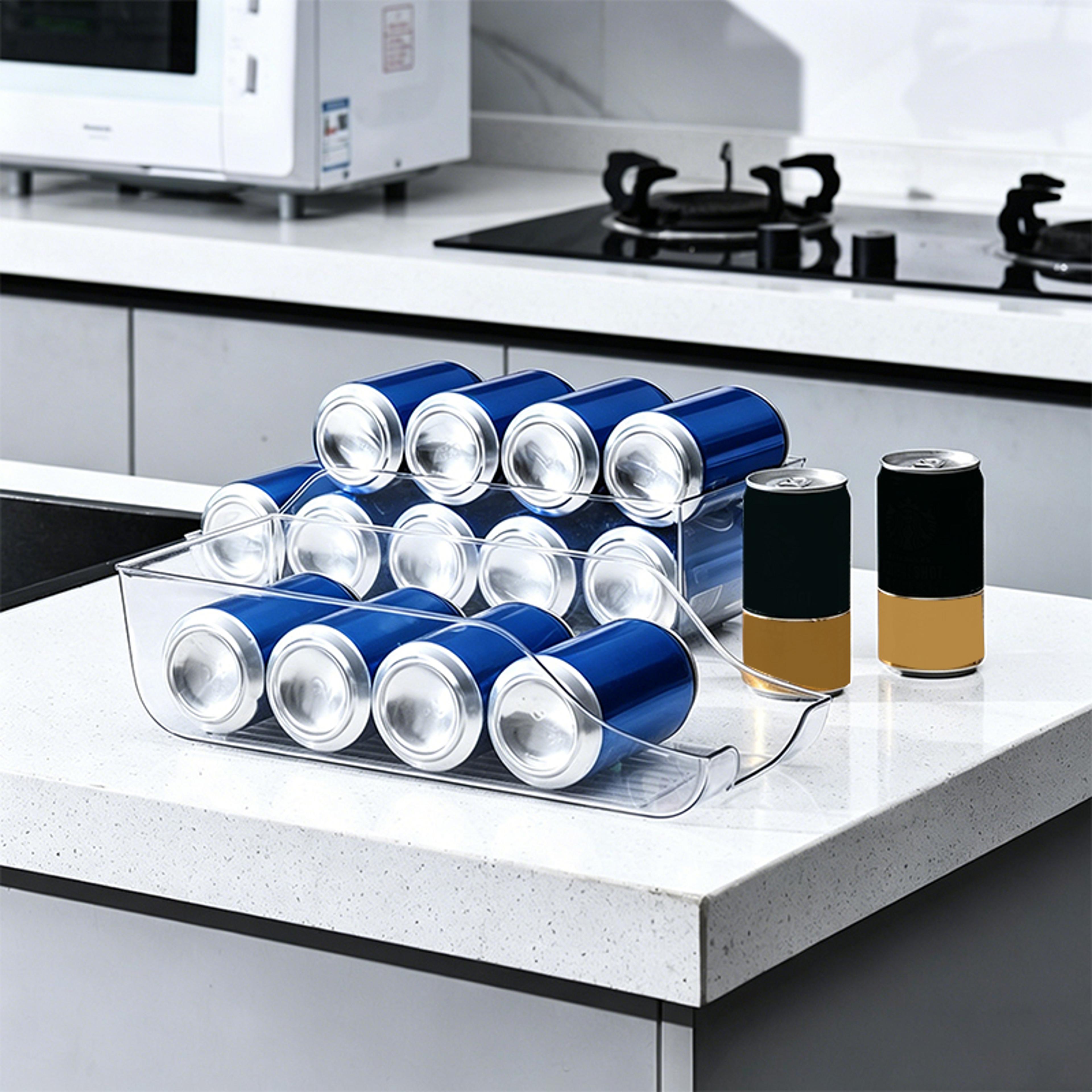 space saving soda can dispenser refrigerator organizer can storage rack