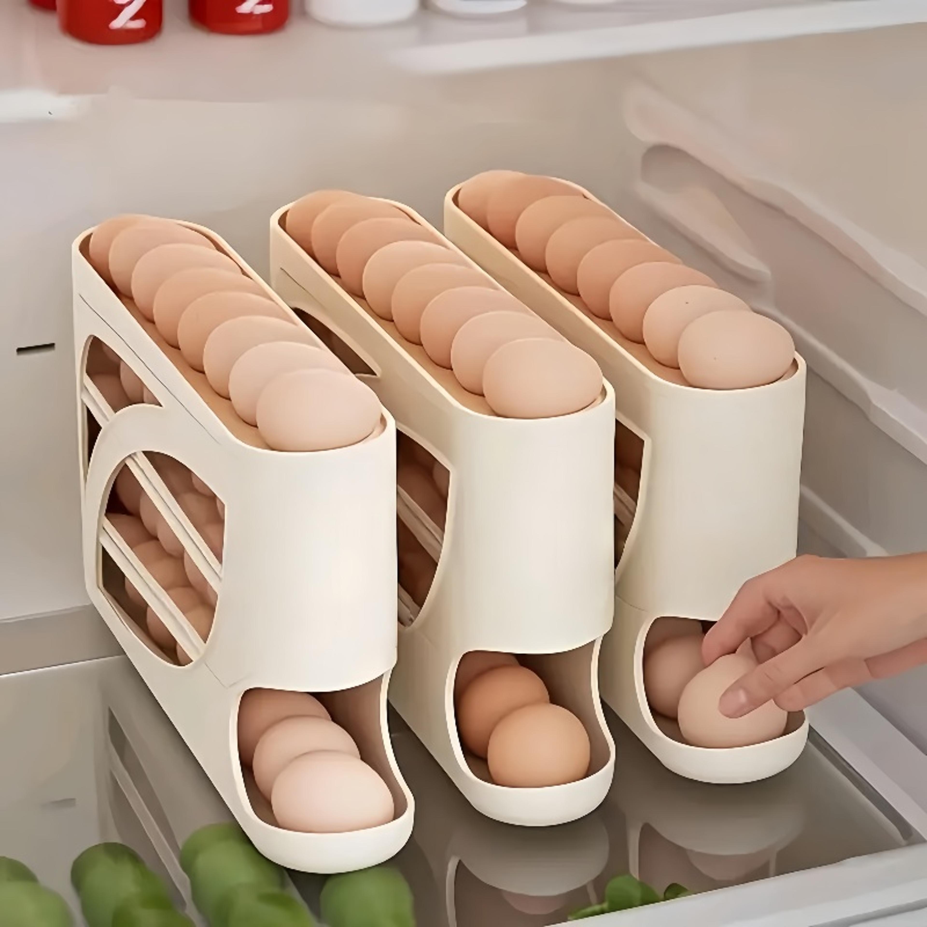 automatic egg storage rack for refrigerator space saving egg dispenser