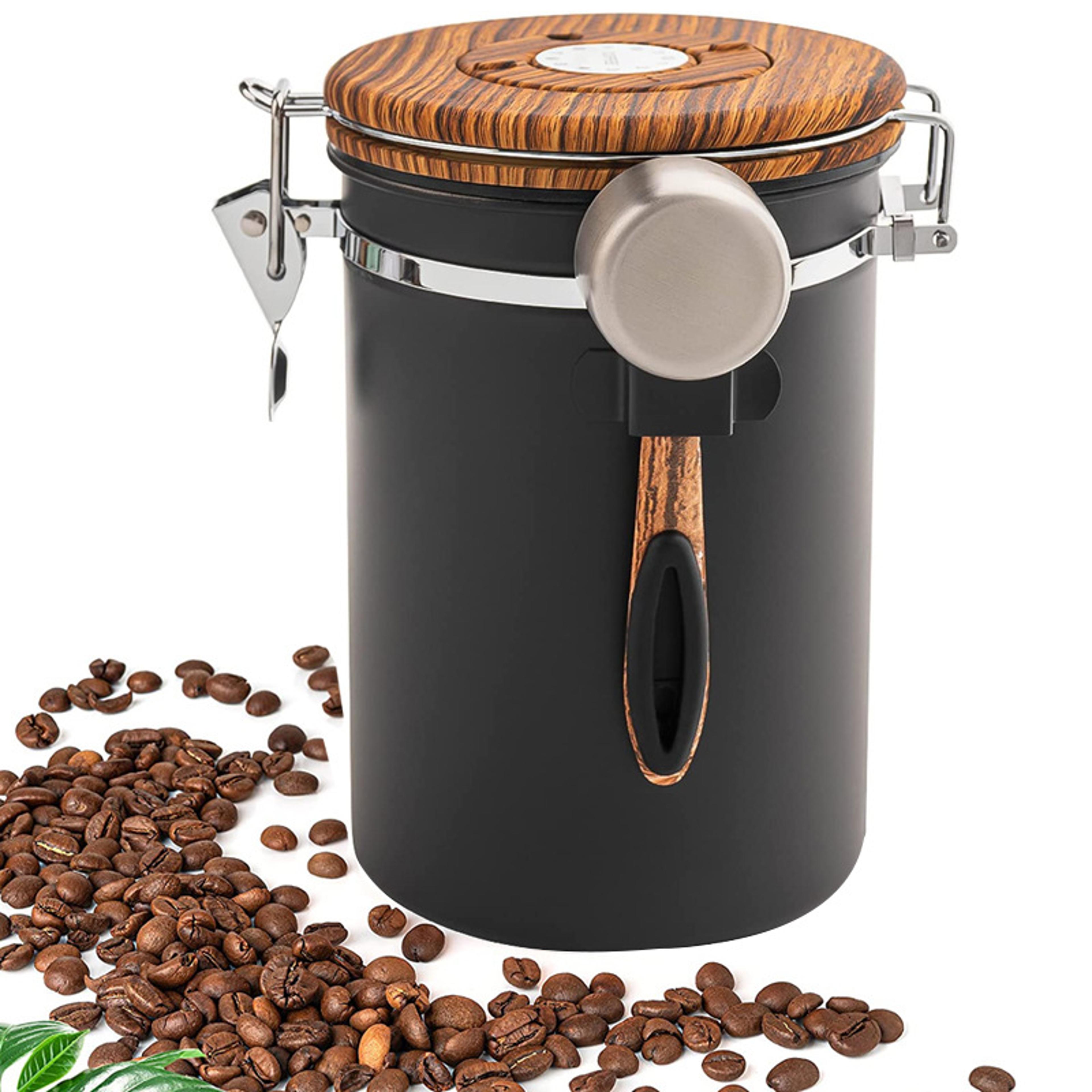 stainless steel airtight coffee bean storage container with moisture proof kitchen canister