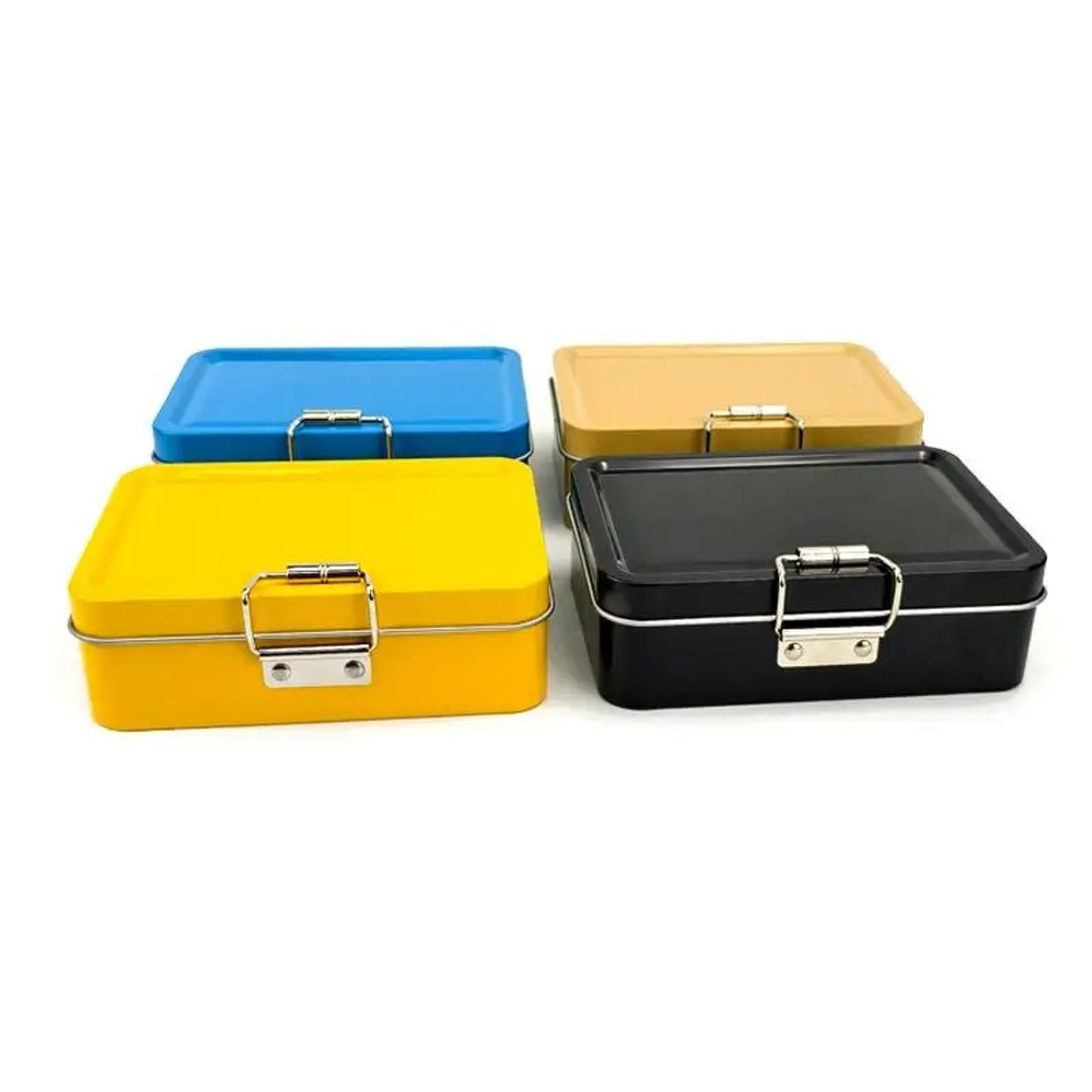 square tinplate cookie storage box with lid metal cookie box for kitchen baking storage