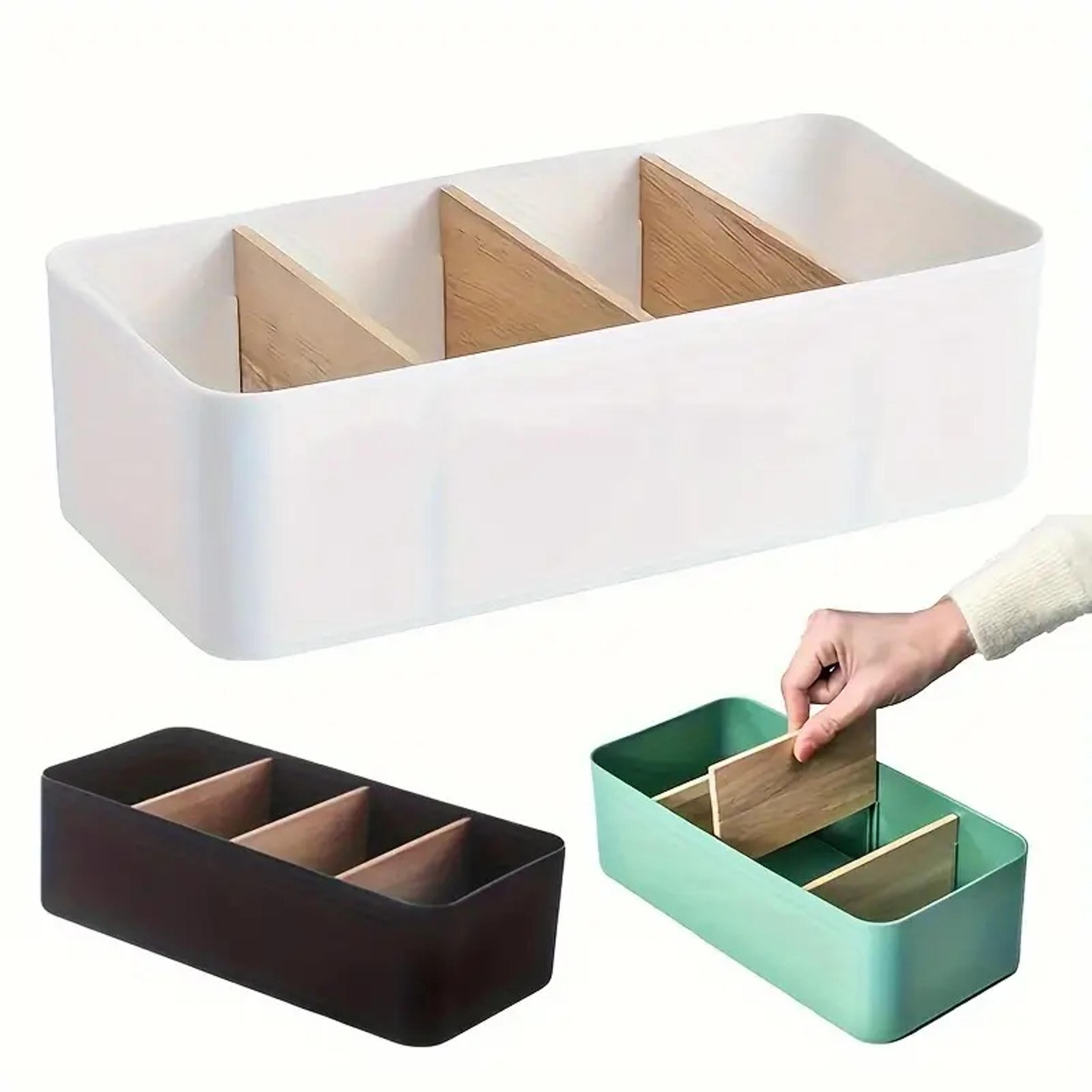 bamboo desktop storage box cosmetic organizer for home office and vanity