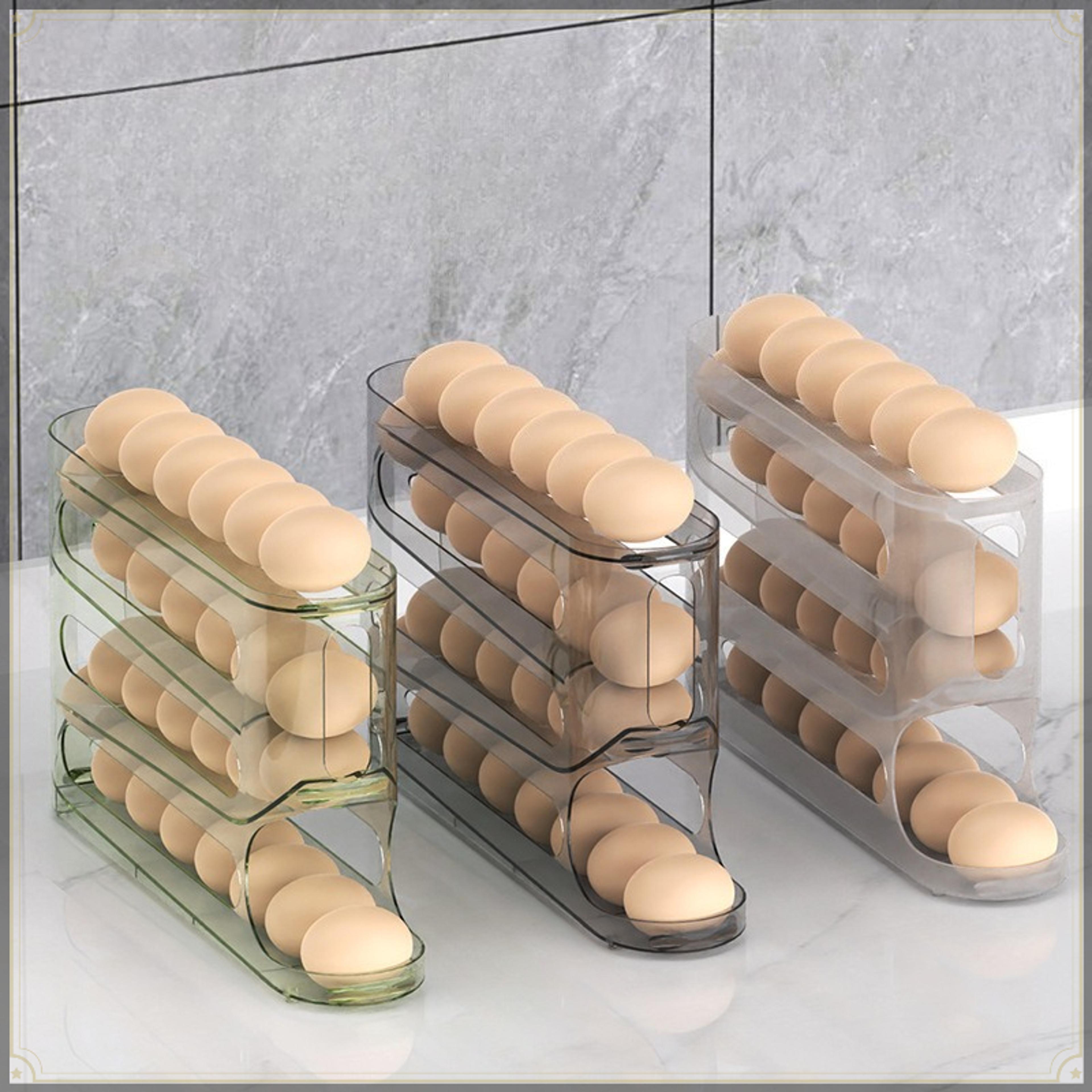 rolling egg holder for refrigerator tier space saving egg storage organizer