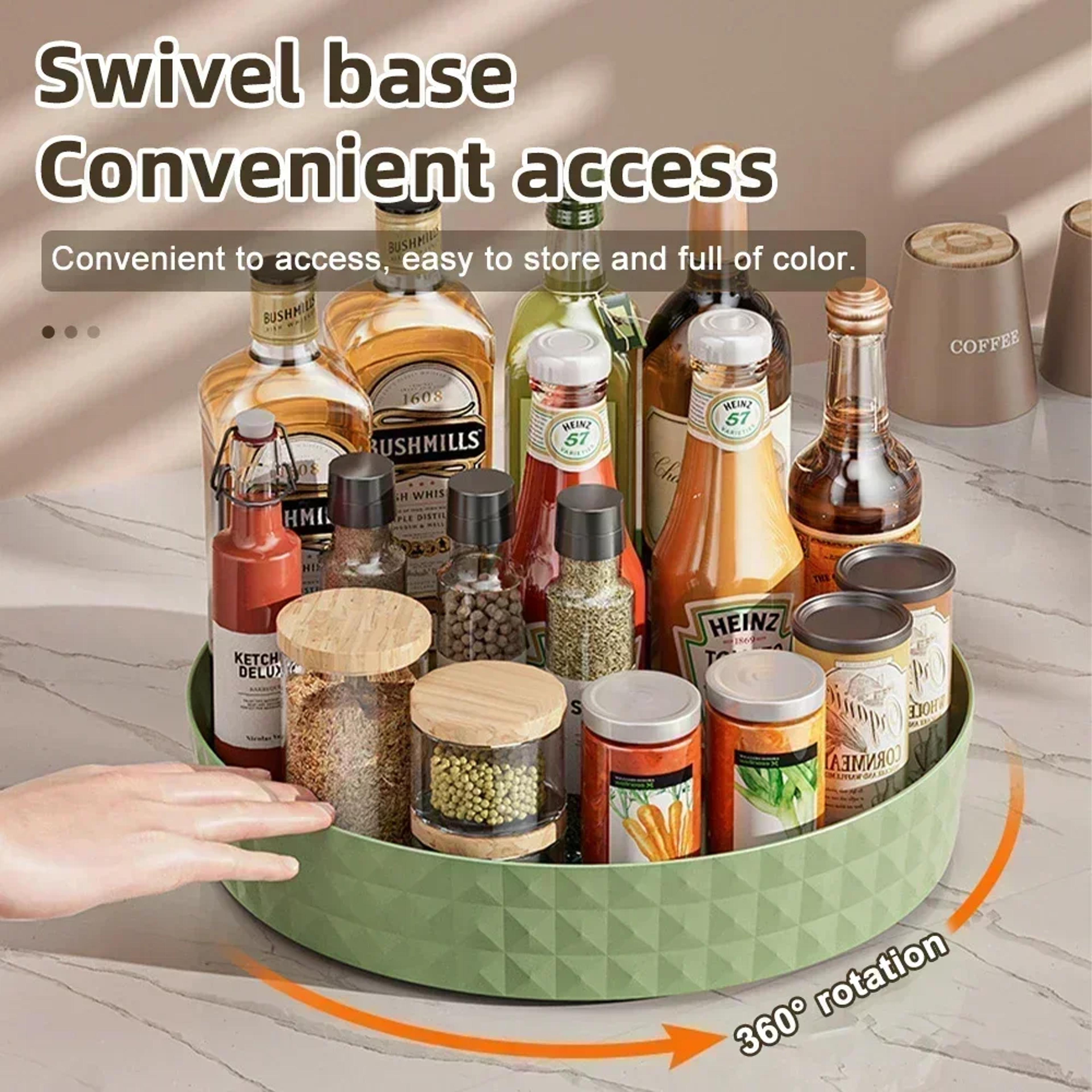 rotating lazy susan spice rack non slip storage organizer