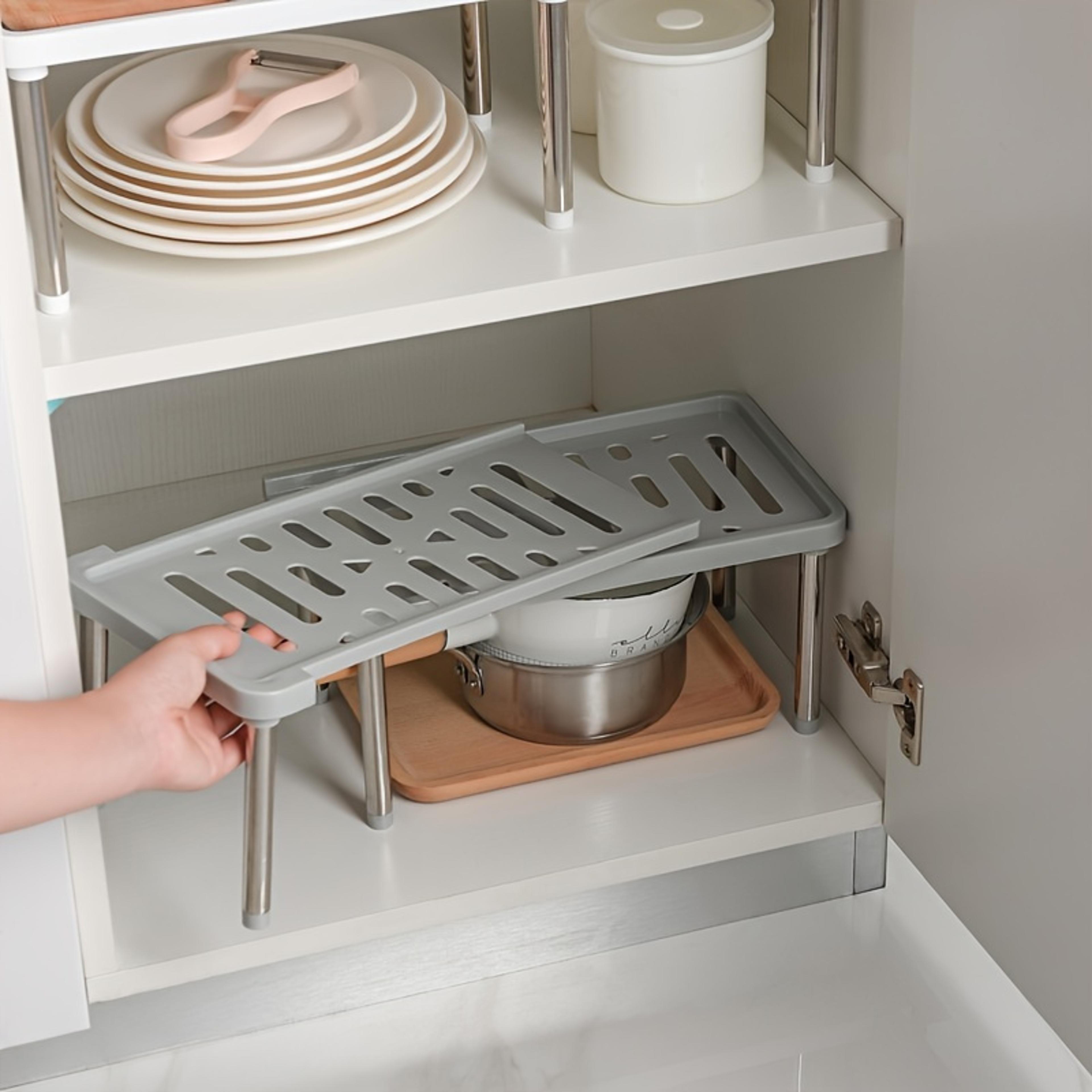 retractable kitchen shelf organizer space saving cabinet storage rack