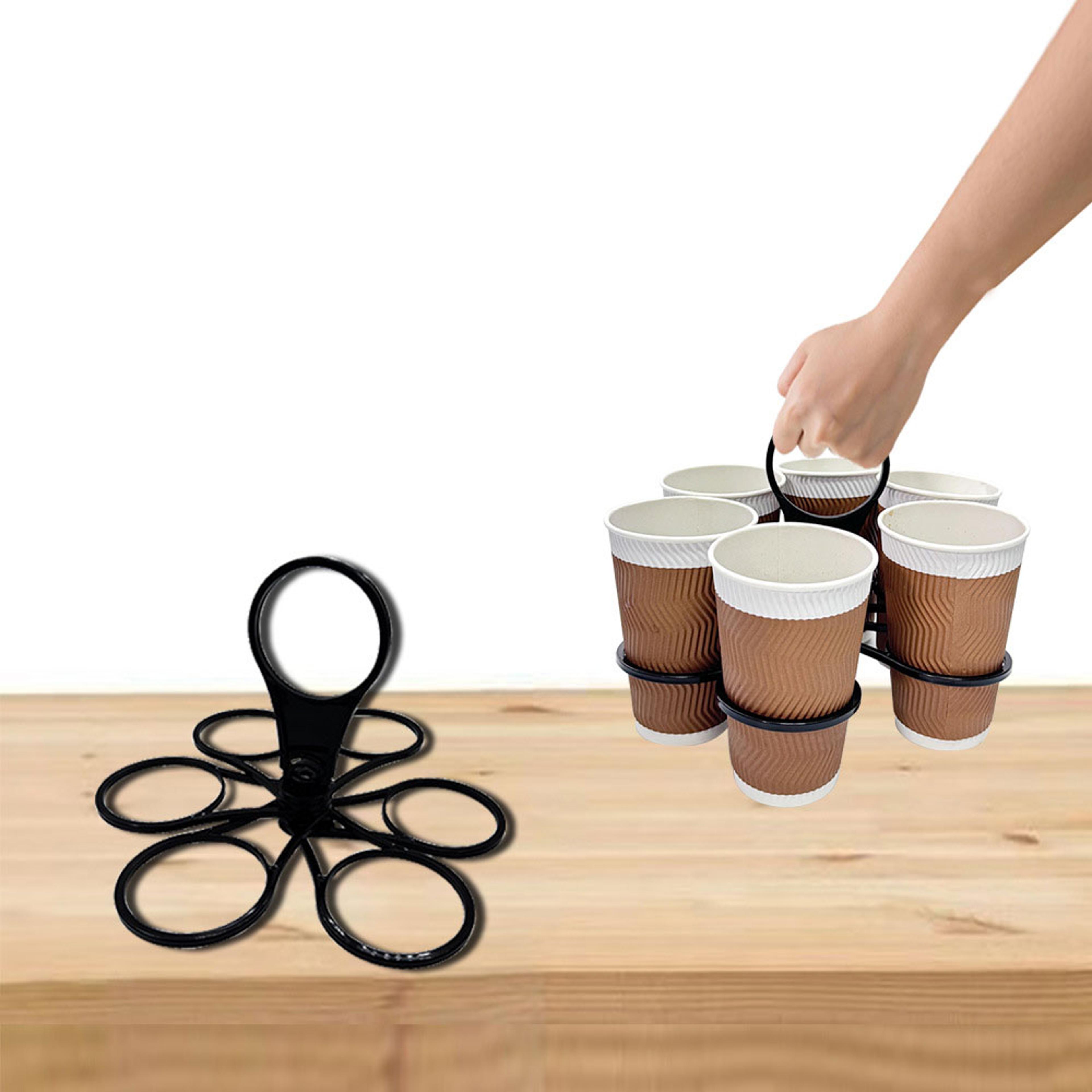 portable folding cup holder six cup drink carrier rotating party coffee organizer