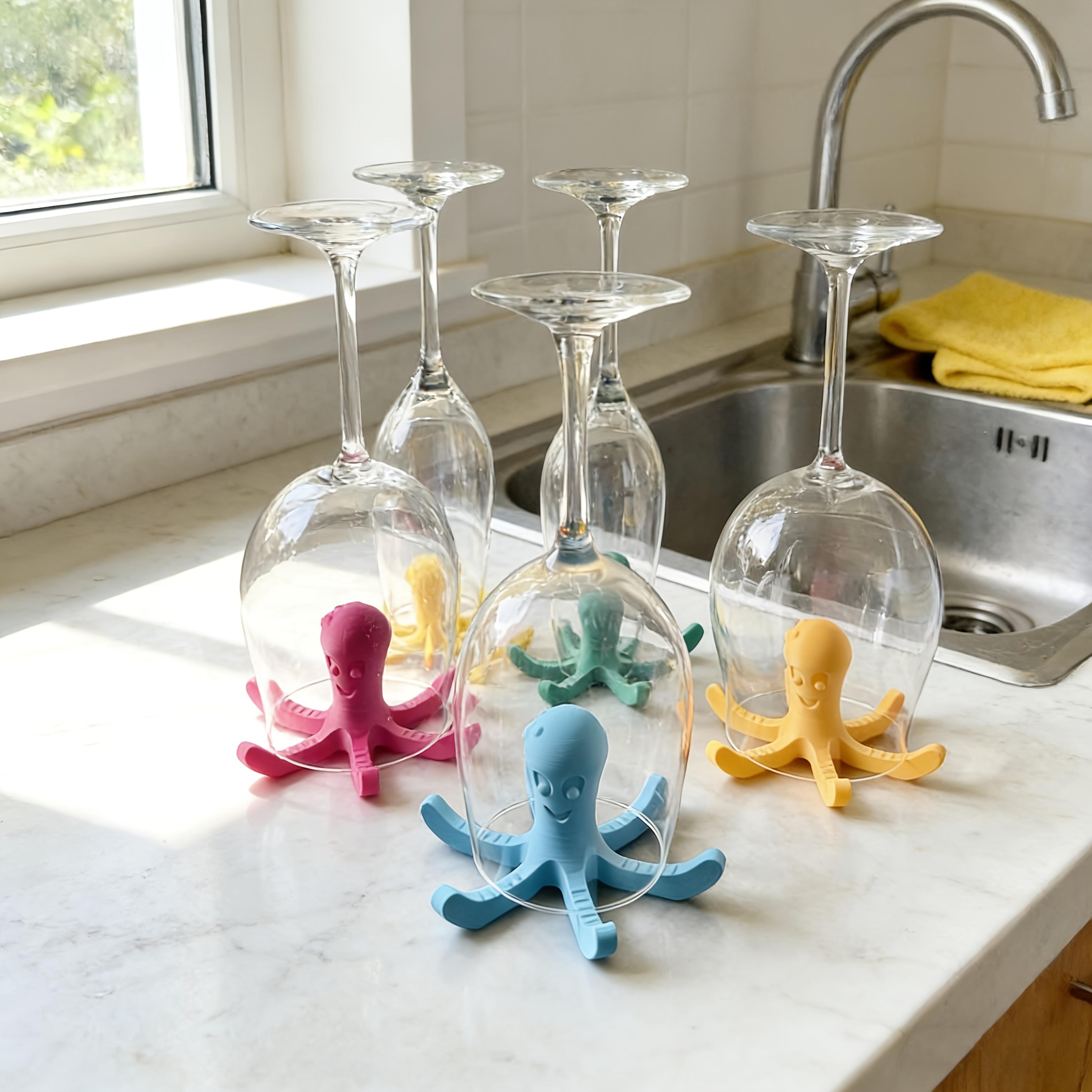 octopus water bottle drying rack cute cup holder organizer for kitchen