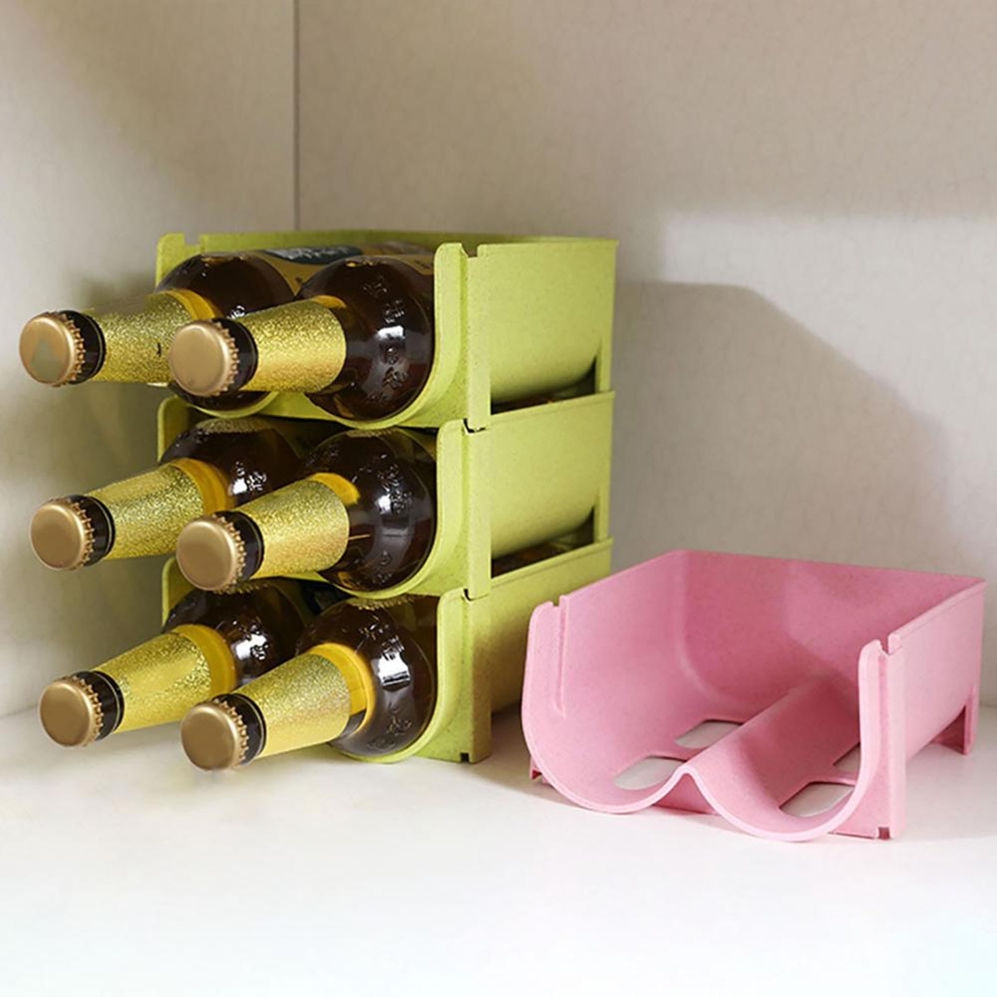 compact refrigerator can holder rack stackable beverage storage organizer