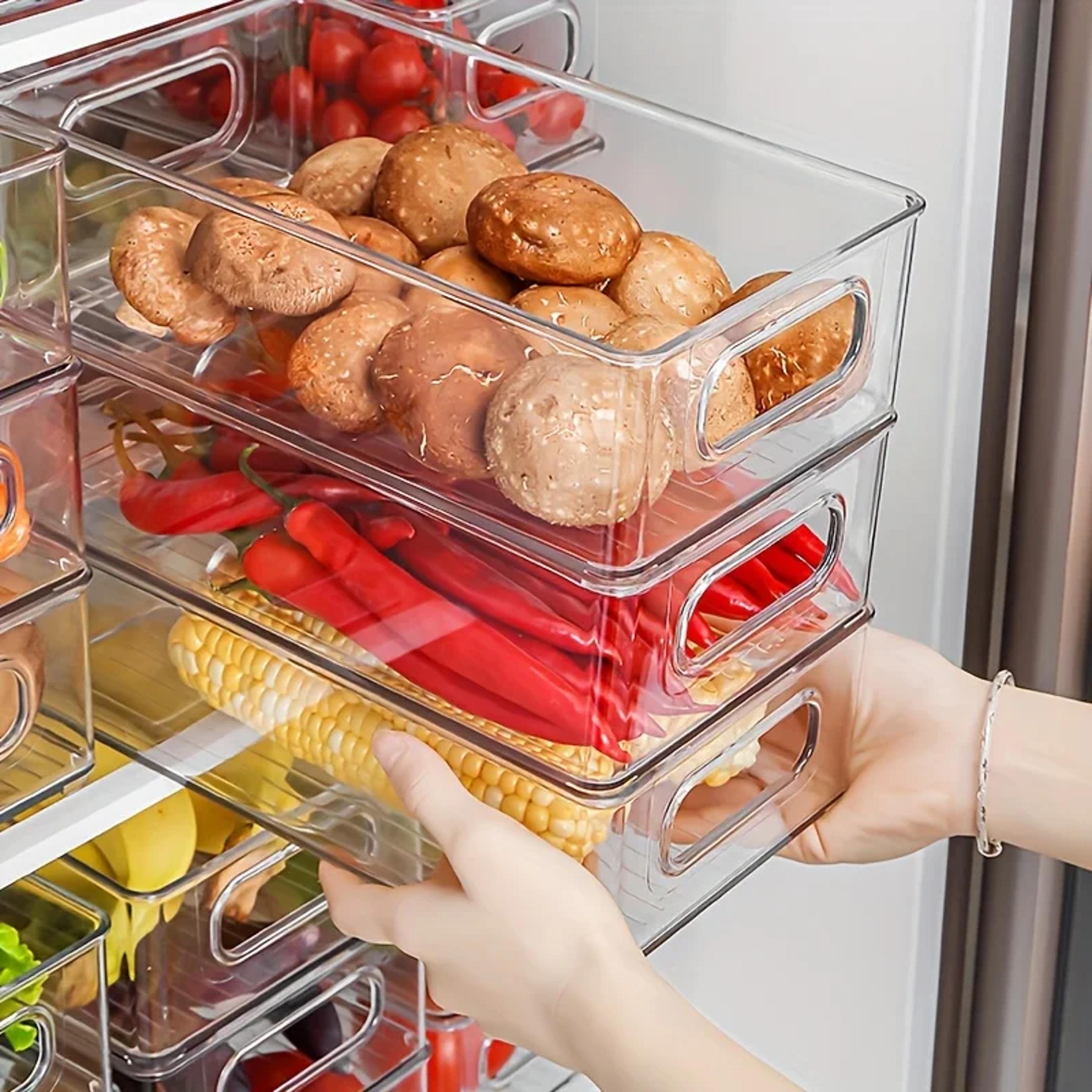 clear fridge organizer and acrylic storage box for kitchen, cosmetics and desktop